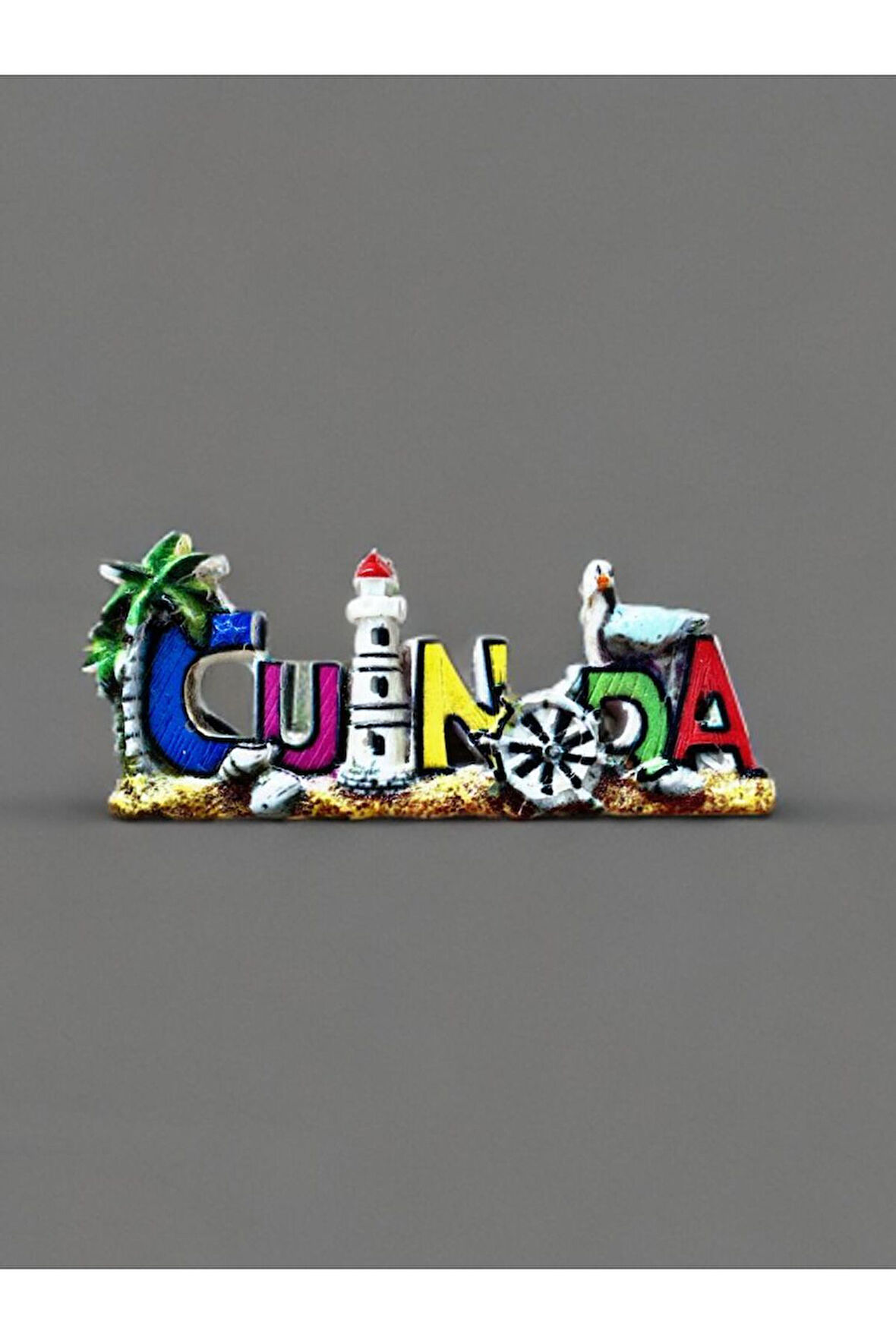 Cunda Temalı Kabartma Polyester Magnet. 10cm X 4cm.
