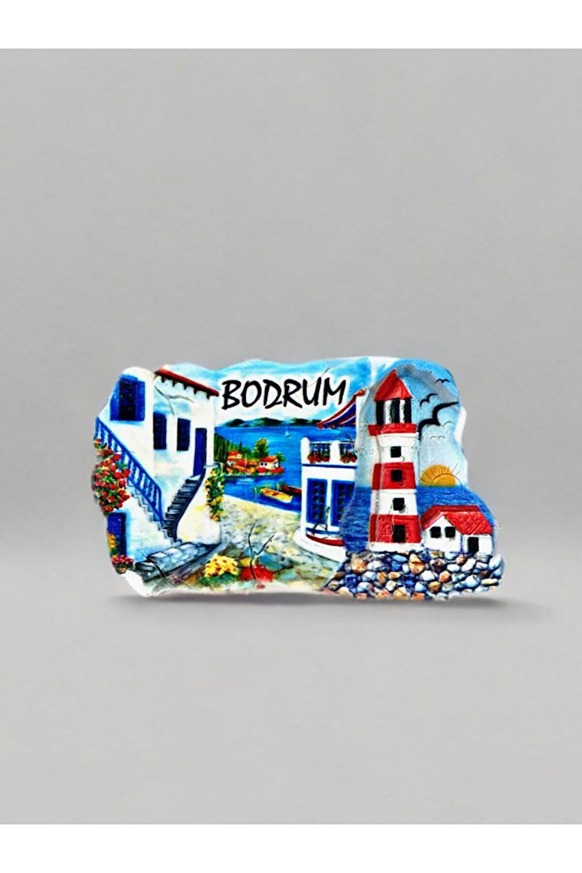 BODRUM Temalı Kabartmalı Polyester Magnet. 9cm x 5cm.