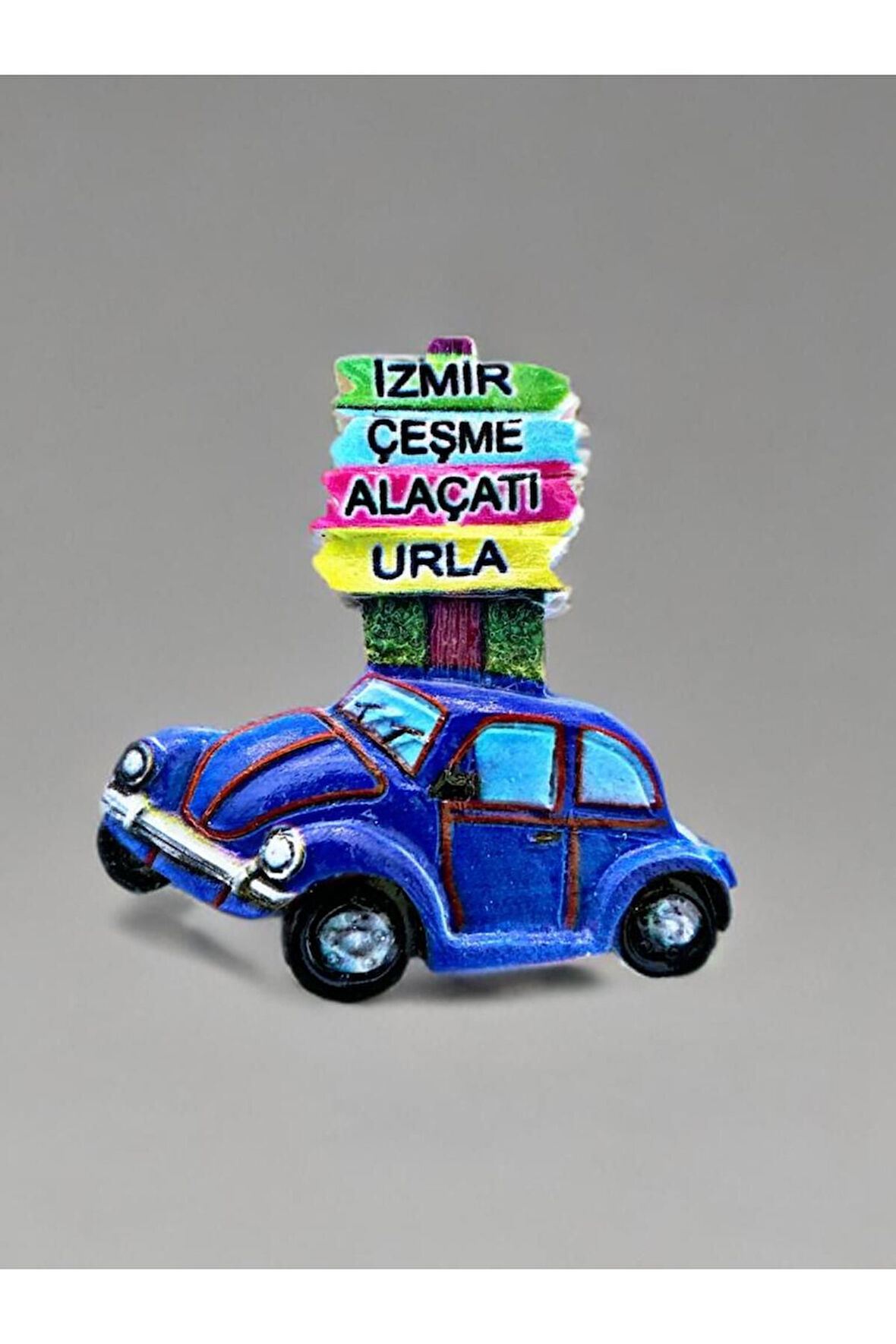 İZMİR / ÇEŞME / ALAÇATI / URLA Temalı Kabartmalı Polyester Magnet. 7cm x 7cm. Lacivert
