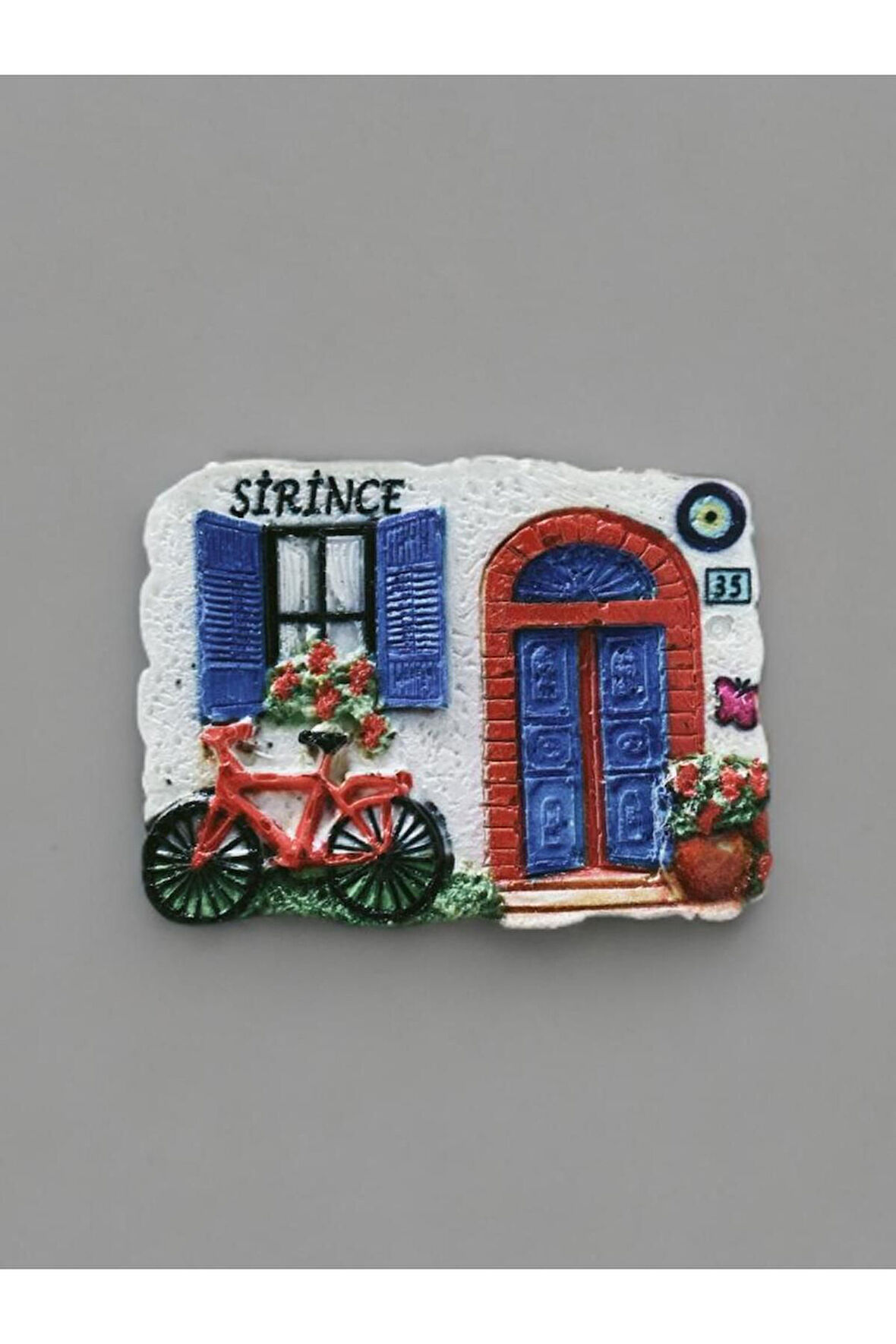 ŞİRİNCE Temalı Kabartmalı Polyester Magnet. 7cm x 5cm. Gri