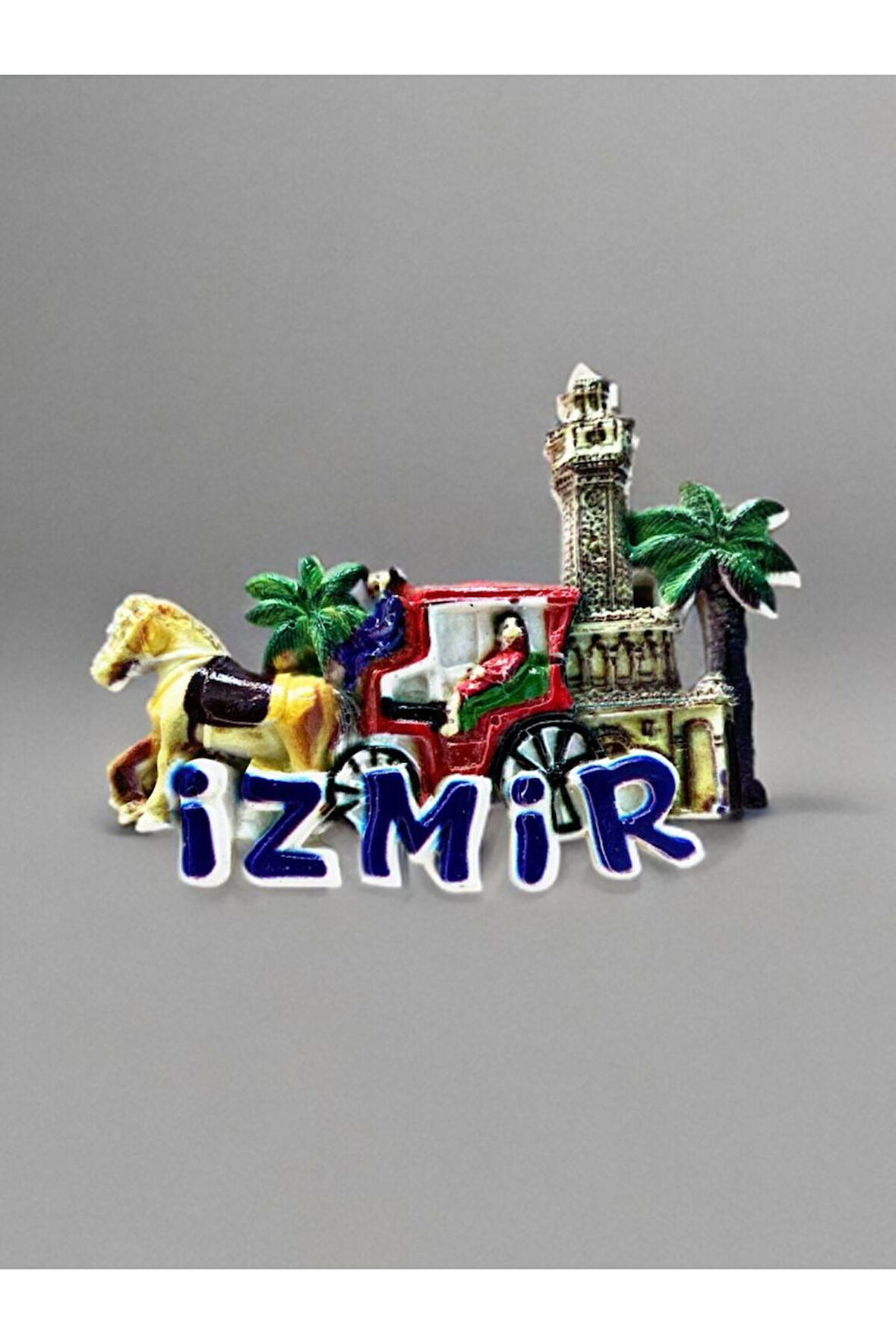İzmir Temalı Kabartmalı Polyester Magnet 9cm X 7cm Lacivert