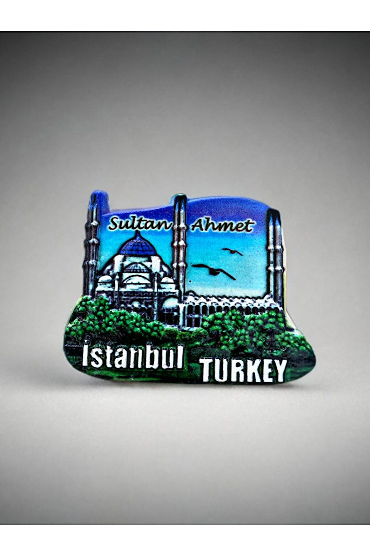 İstanbul / Sultan Ahmet Temalı Kabartmalı Polyester Magnet 8cm X 6cm Mavi