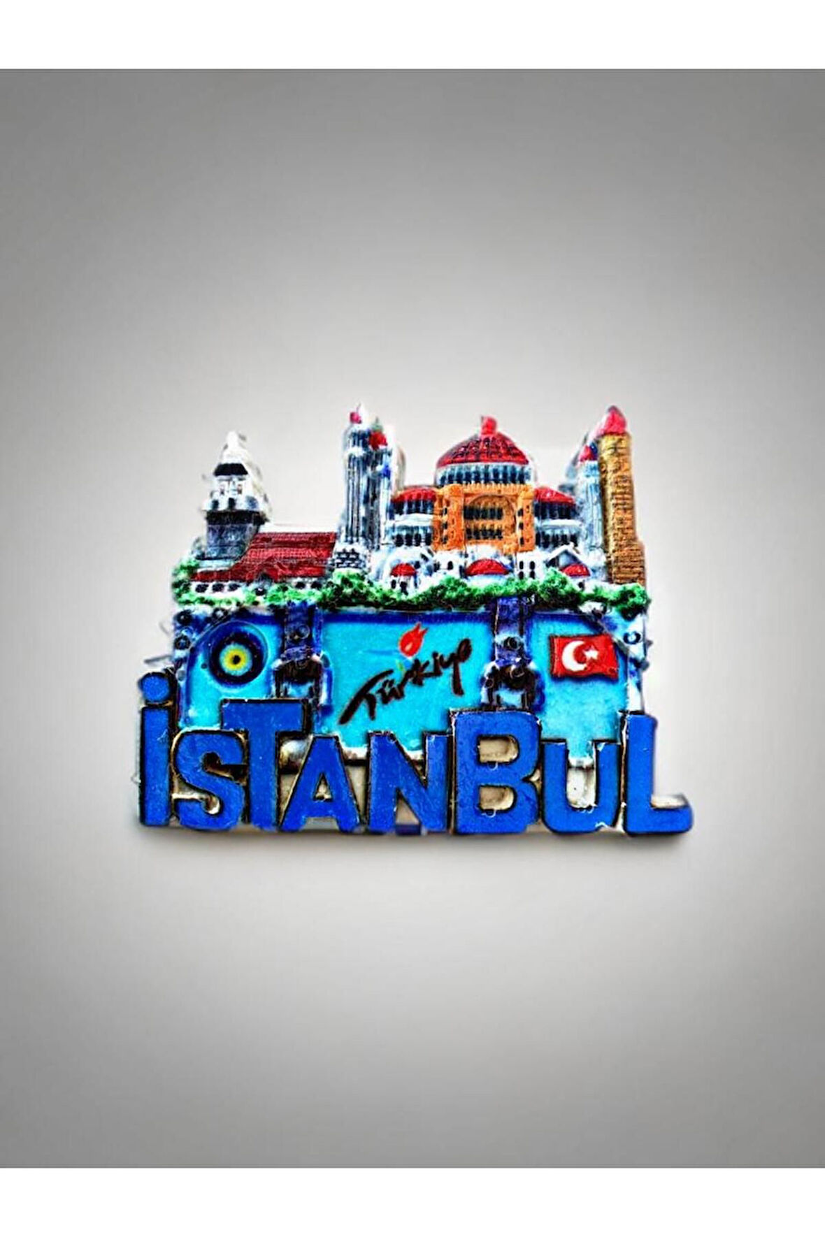İstanbul Temalı Kabartmalı Polyester Magnet 8cm X 7cm Lacivert