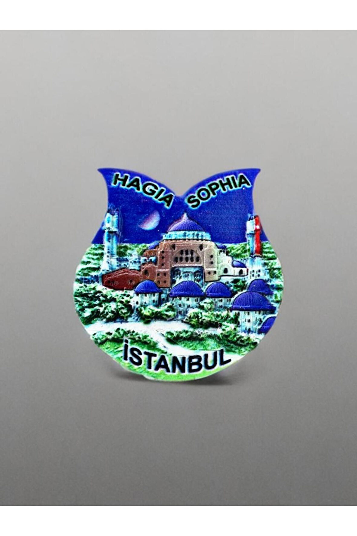 İSTANBUL / AYASOFYA Temalı Kabartmalı Polyester Magnet 6,5cm x 7cm. Lacivert