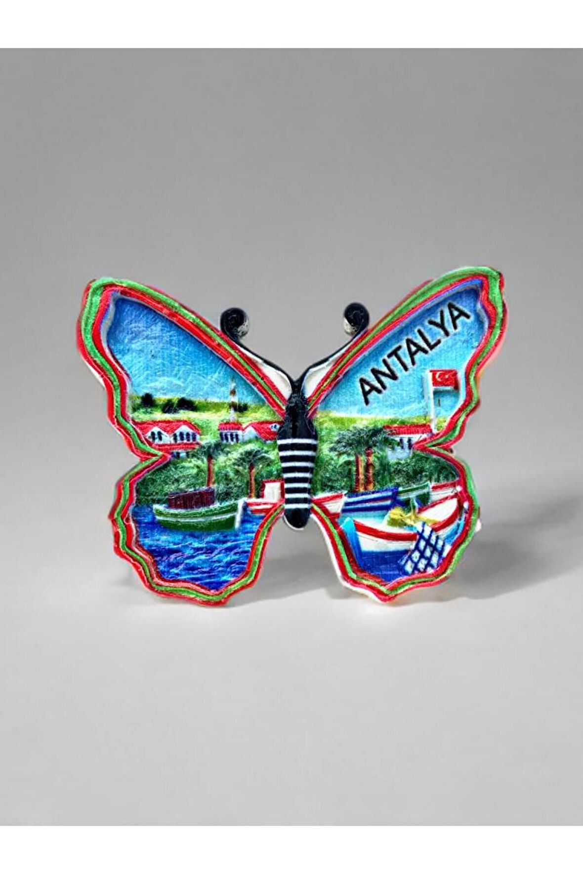 ANTALYA Temalı Kabartmalı Polyester Magnet 9cm x 7cm Yeşil