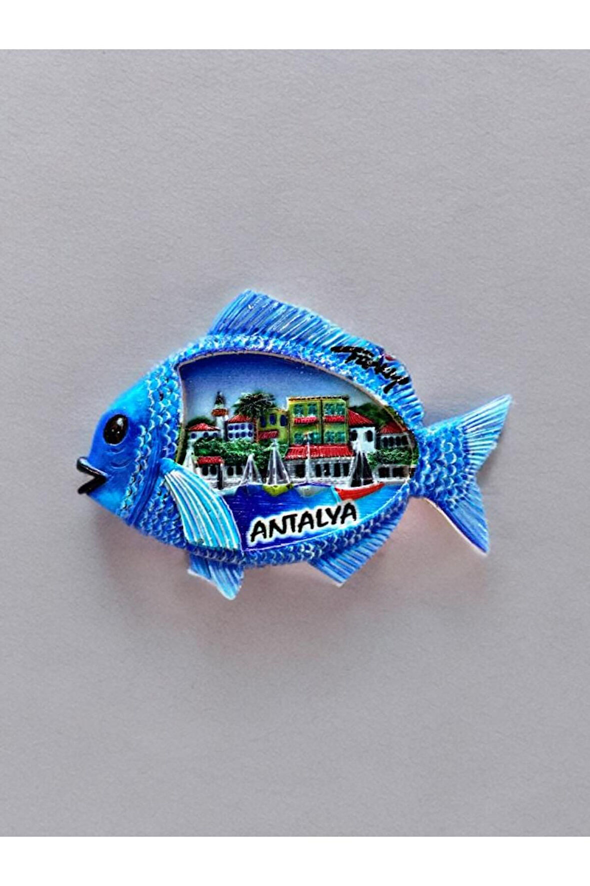 ANTALYA Temalı Kabartmalı Polyester Magnet 8,5 cm x 6cm Mavi