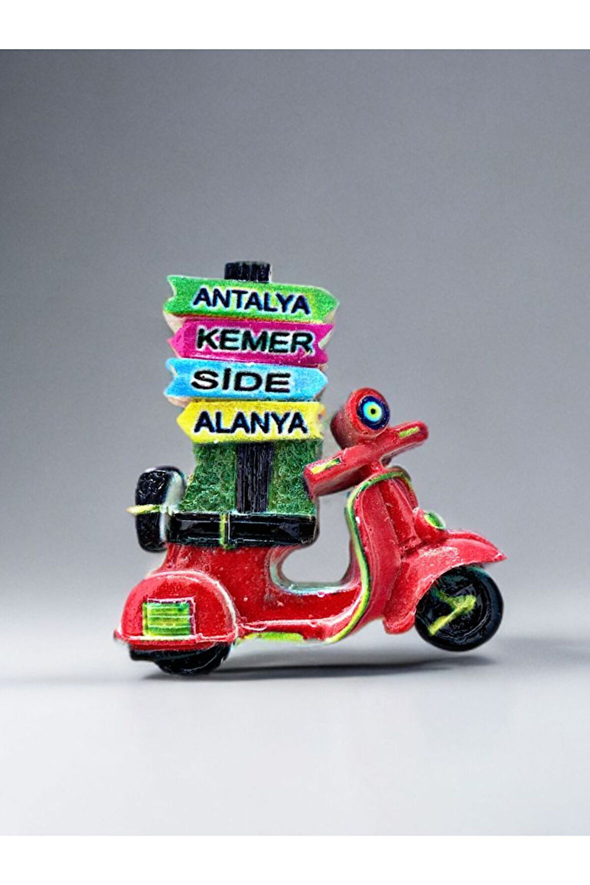 ANTALYA / KEMER / SİDE / ALANYA Temalı Kabartmalı Polyester Magnet 6,5cm x 6,5cm Kırmızı