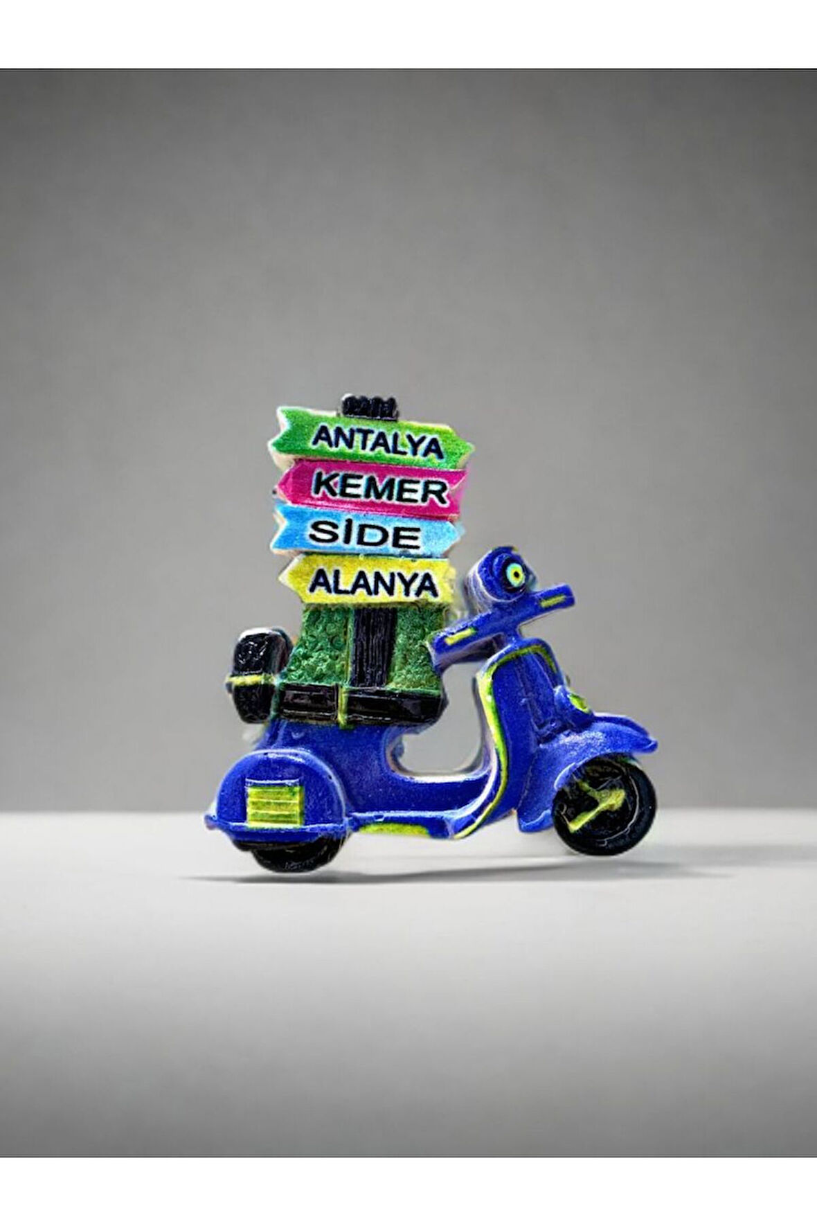 ANTALYA / KEMER / SİDE / ALANYA Temalı Kabartmalı Polyester Magnet 6,5cm x 6,5cm Lacivert