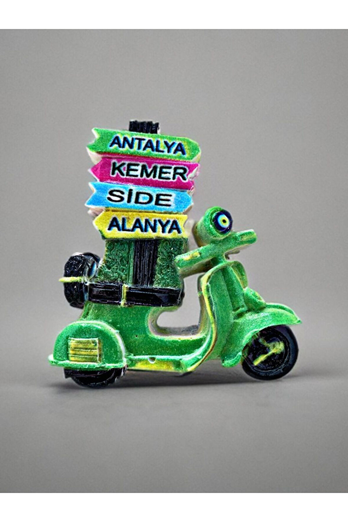 ANTALYA / KEMER / SİDE / ALANYA Temalı Kabartmalı Polyester Magnet 6,5cm x 6,5cm Yeşil