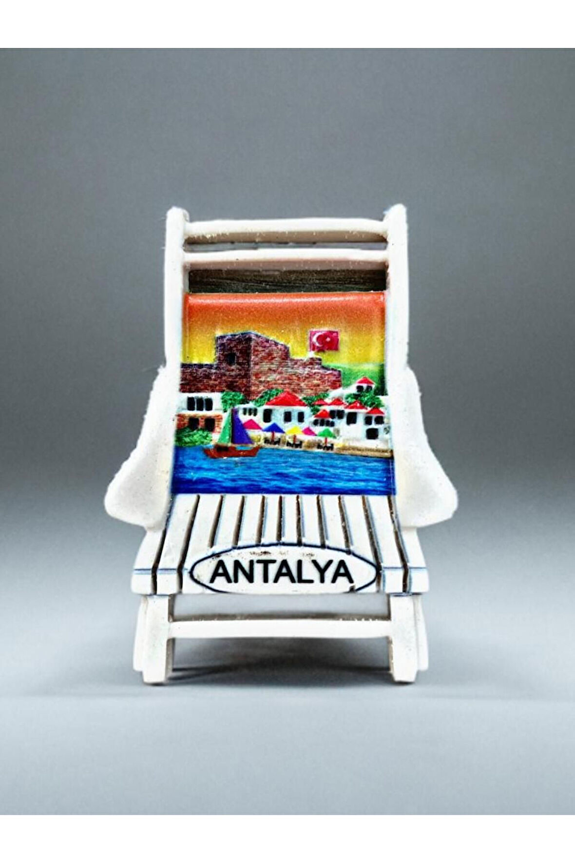 ANTALYA Temalı Kabartmalı Polyester Magnet 6cm x 8cm Turuncu