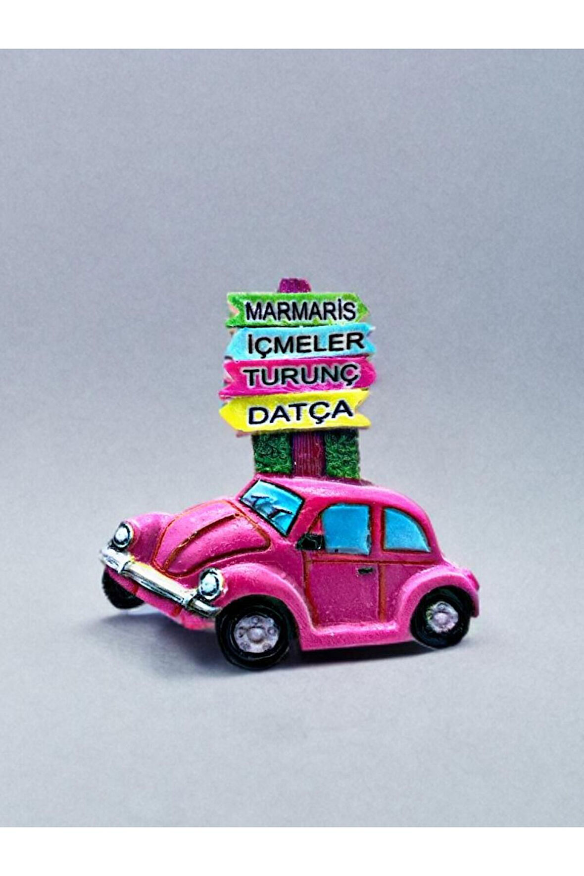 MARMARİS / İÇMELER / TURUNÇ / DATÇA Temalı Polyester Magnet 7cm x 7cm Pembe