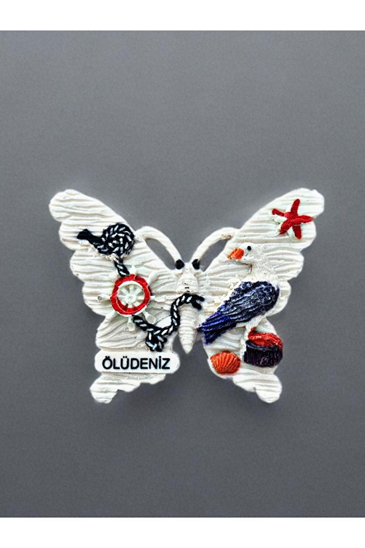 Ölüdeniz Temalı Kabartmalı Polyester Magnet 8,5cm X 6,5cm Beyaz