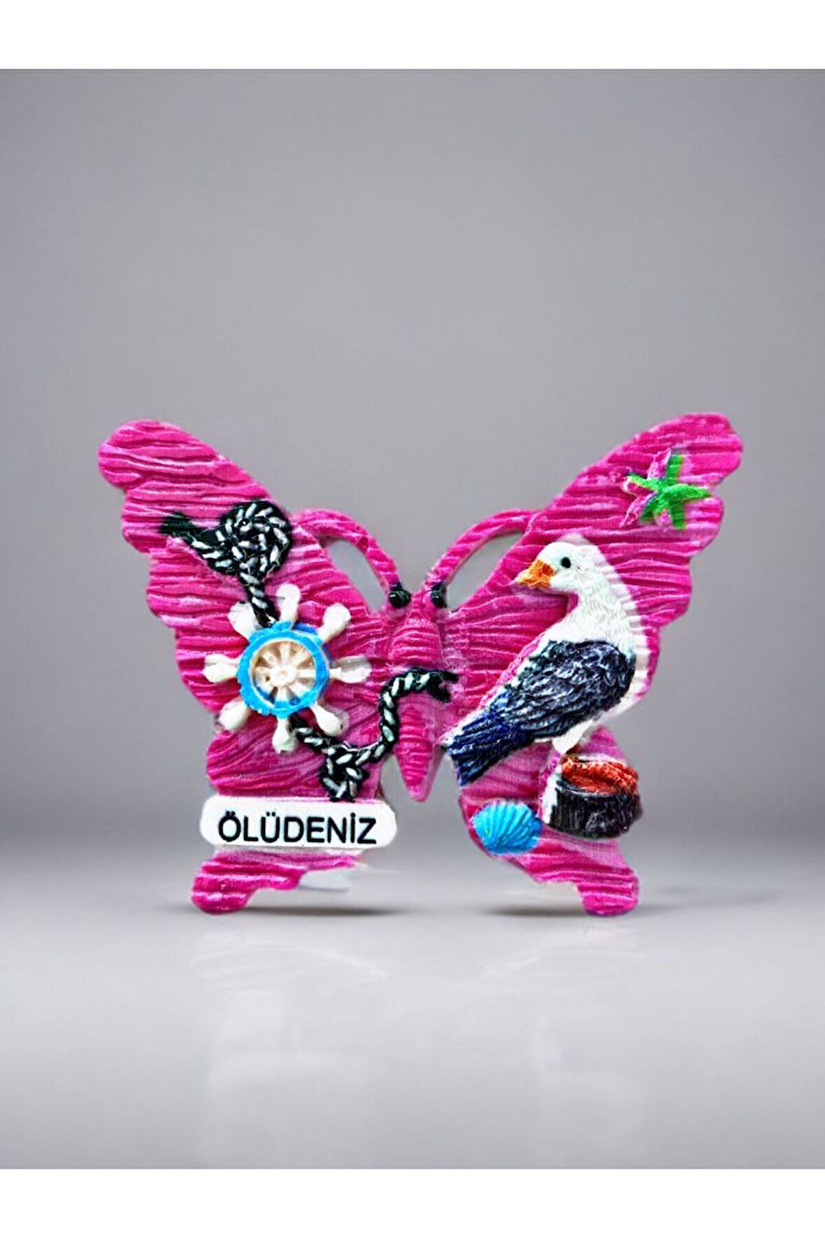Ölüdeniz Temalı Kabartmalı Polyester Magnet 8,5cm X 6,5cm Pembe