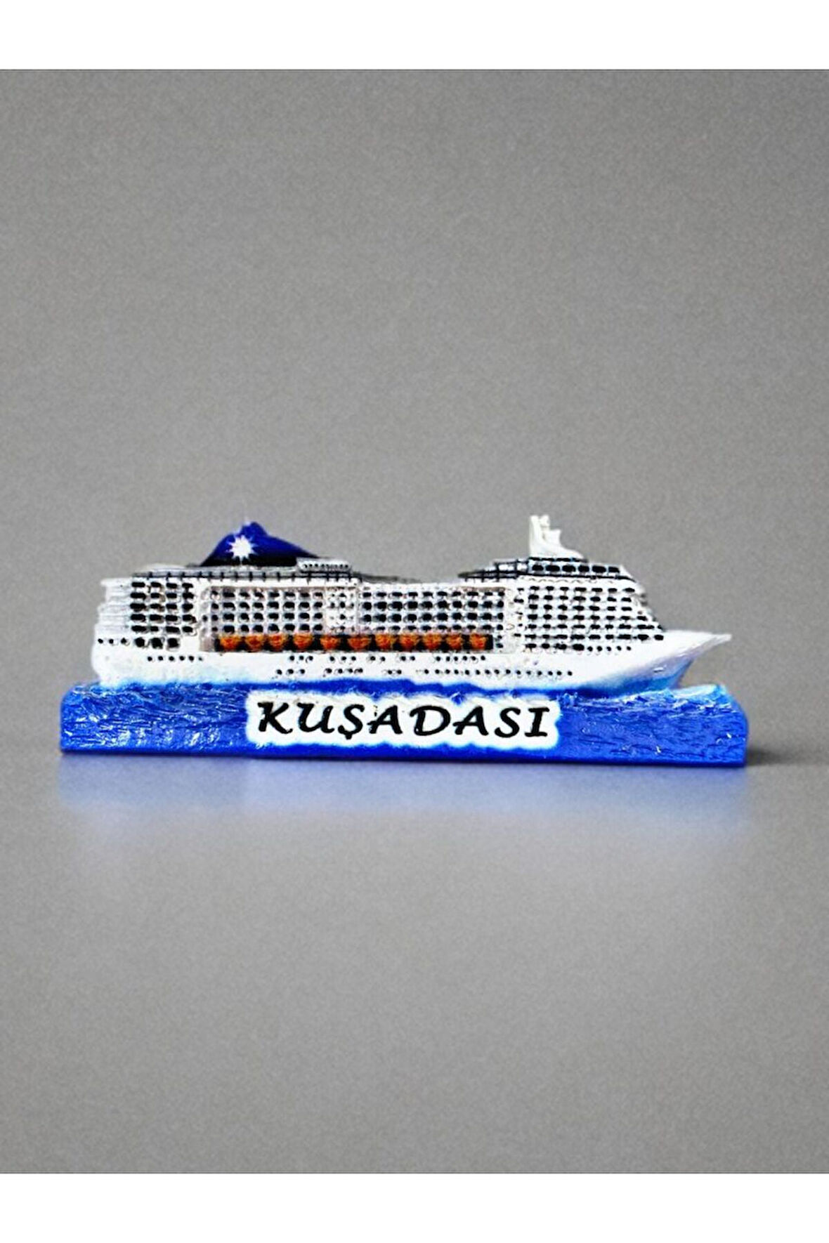 KUŞADASI Temalı Kabartmalı Polyester Magnet 10 cm x 4cm Lacivert