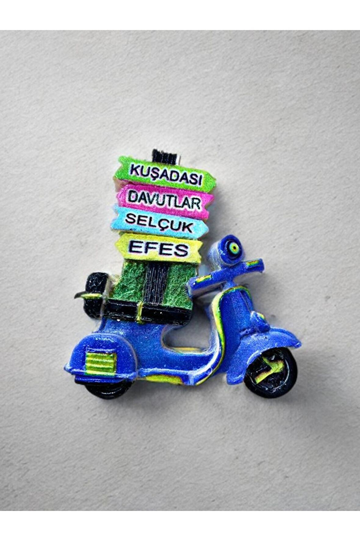 KUŞADASI / DAVUTLAR / SELÇUK / EFES Temalı Kabartmalı Polyester Magnet 6,5cm x 6,5cm Lacivert