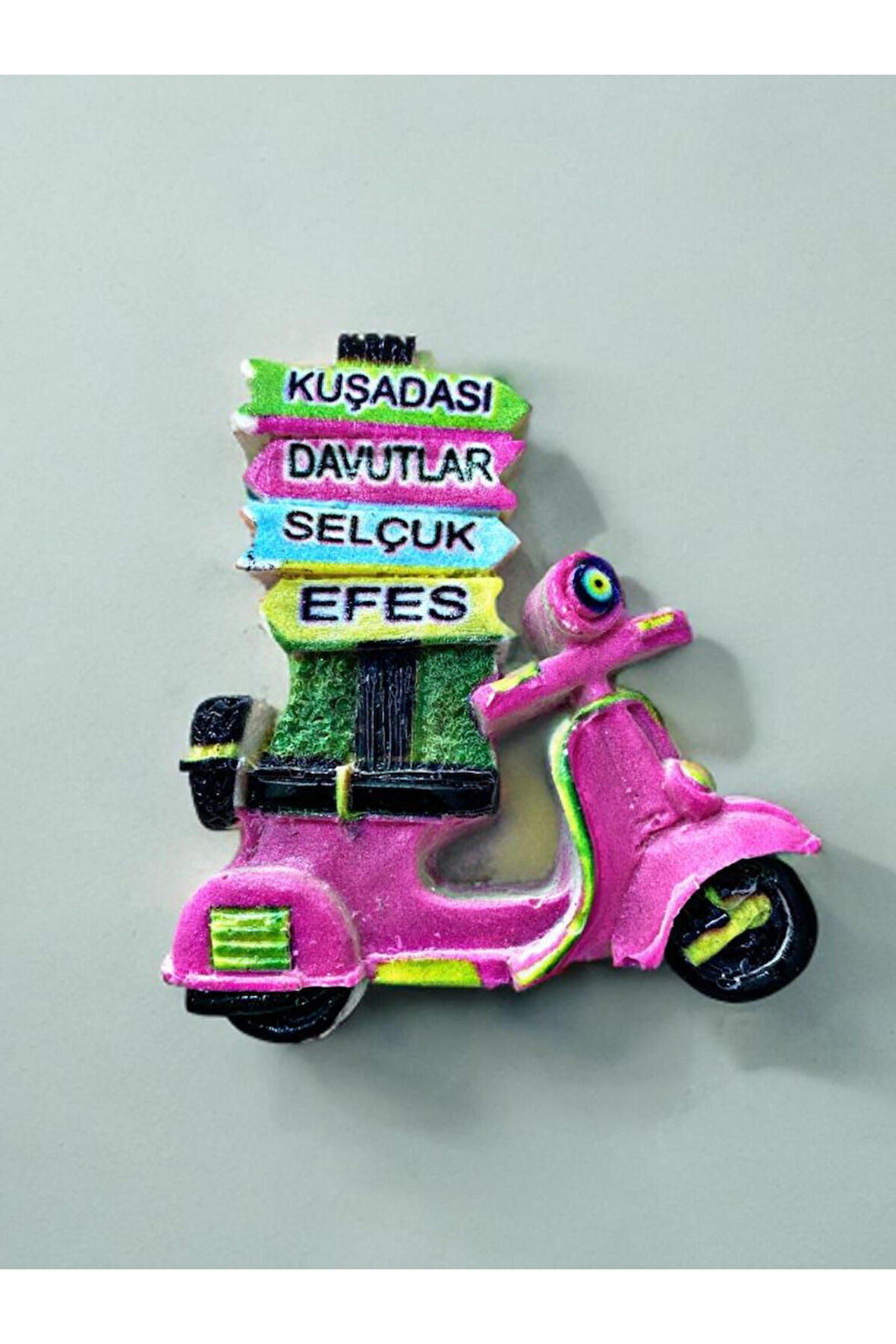 KUŞADASI / DAVUTLAR / SELÇUK / EFES Temalı Kabartmalı Polyester Magnet 6,5cm x 6,5cm Pembe