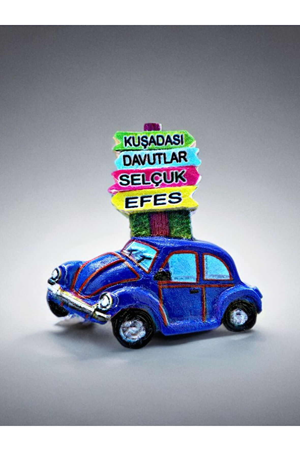 KUŞADASI / DAVUTLAR / SELÇUK / EFES Temalı Kabartmalı Polyester Magnet 7cm X 7cm. Lacivert