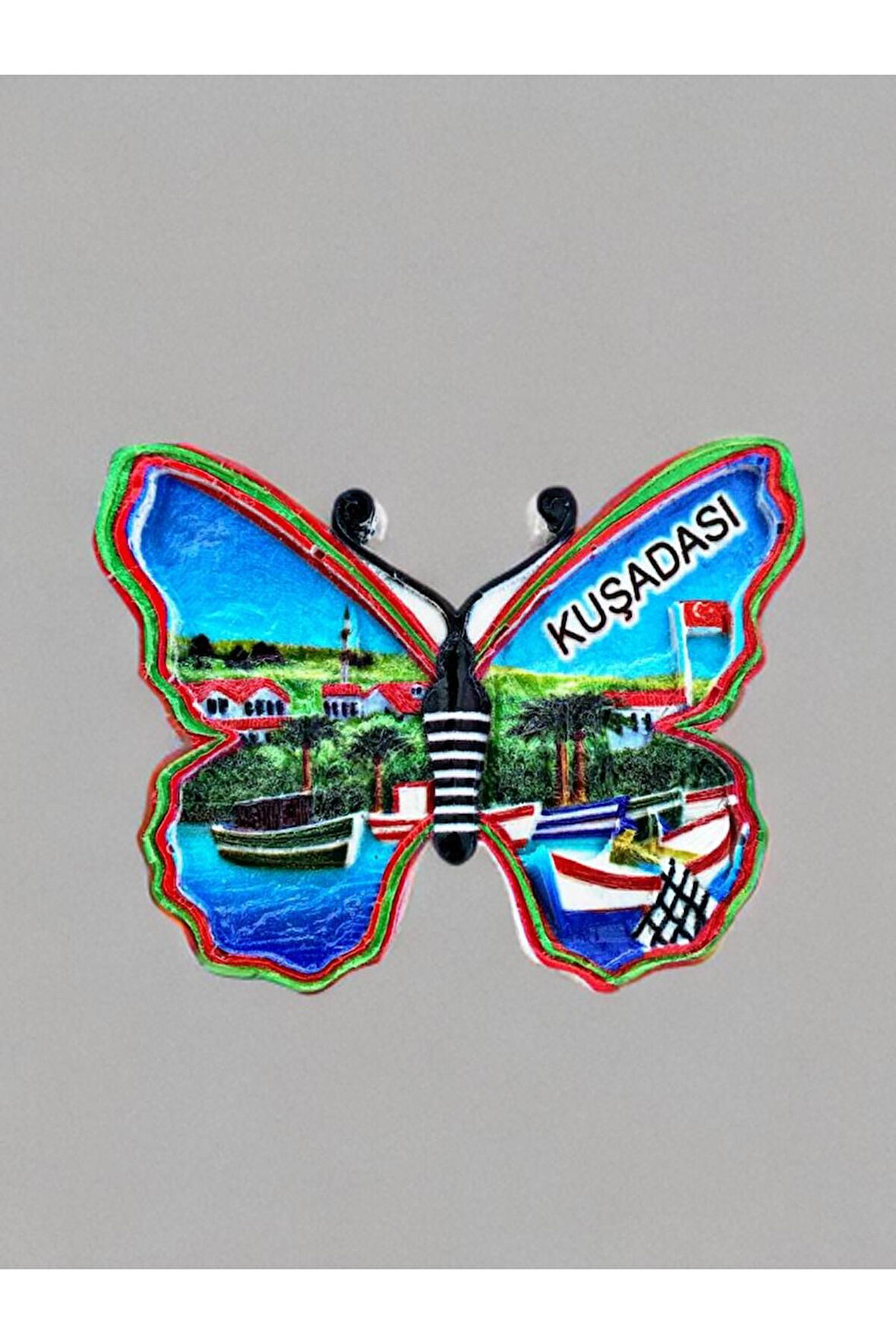 KUŞADASI Temalı Kabartmalı Polyester Magnet 9cm x 7cm Kırmızı