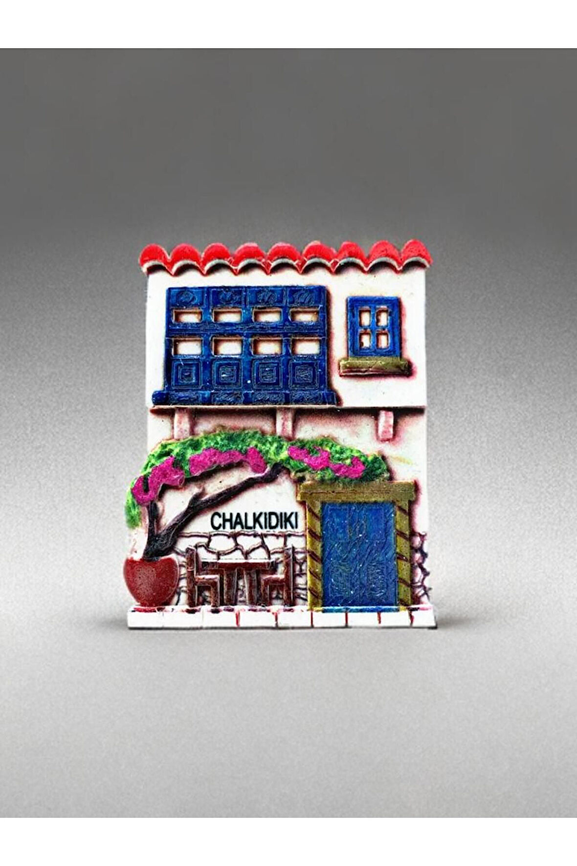 CHALKIDIKI Temalı Kabartmalı Polyester Magnet Buzdolabı Süsü 6,5cm x 8cm
