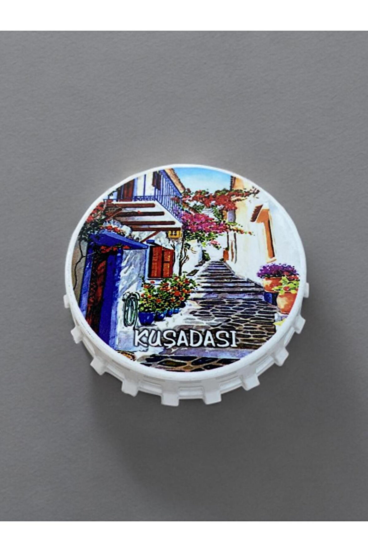 KUŞADASI Temalı Kapak Şeklinde Açacak Magnet Şişe Açacağı Bordo
