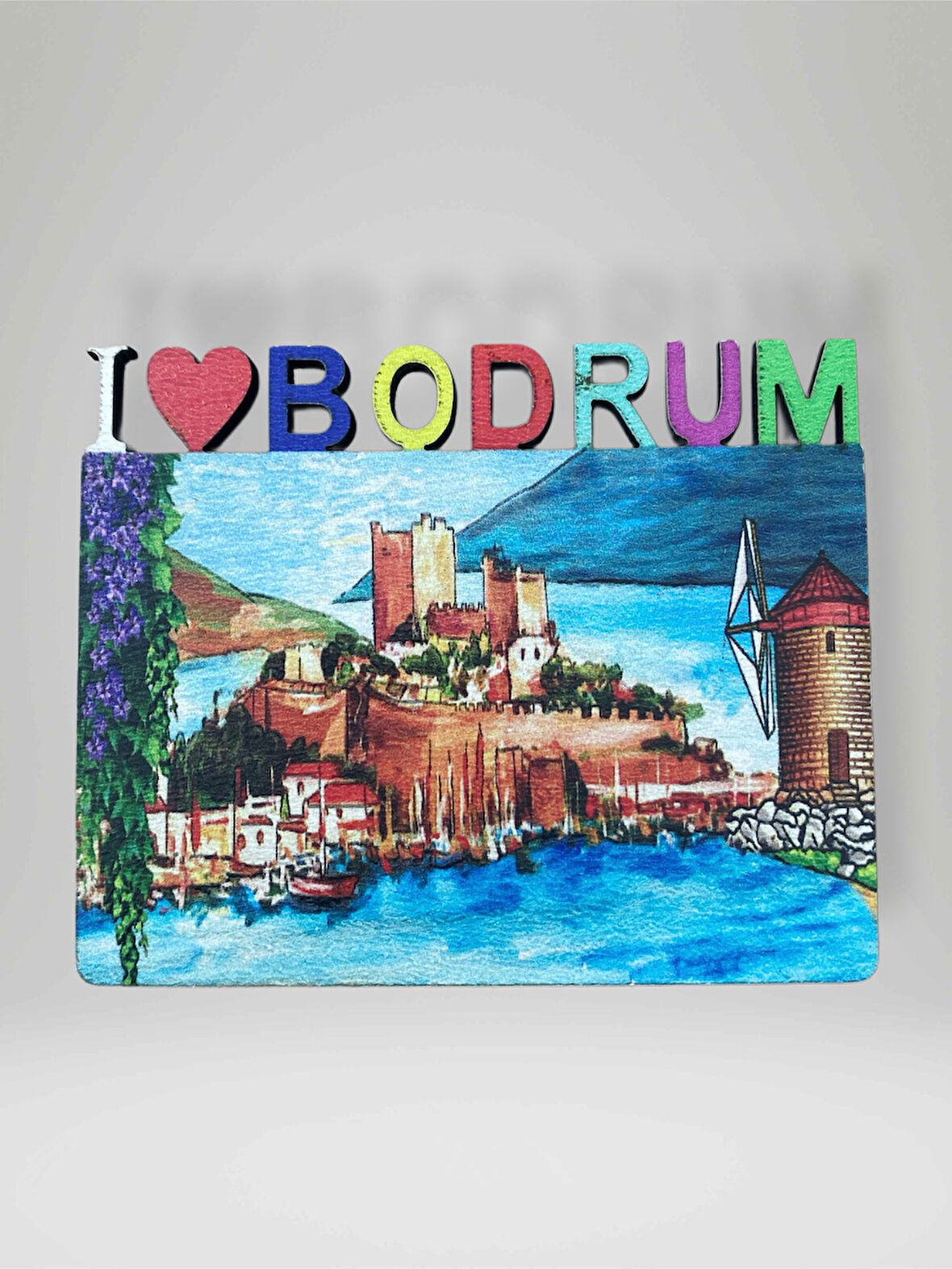 BODRUM Temalı Ahşap Magnet Lazer Kesim Buzdolabı Süsü