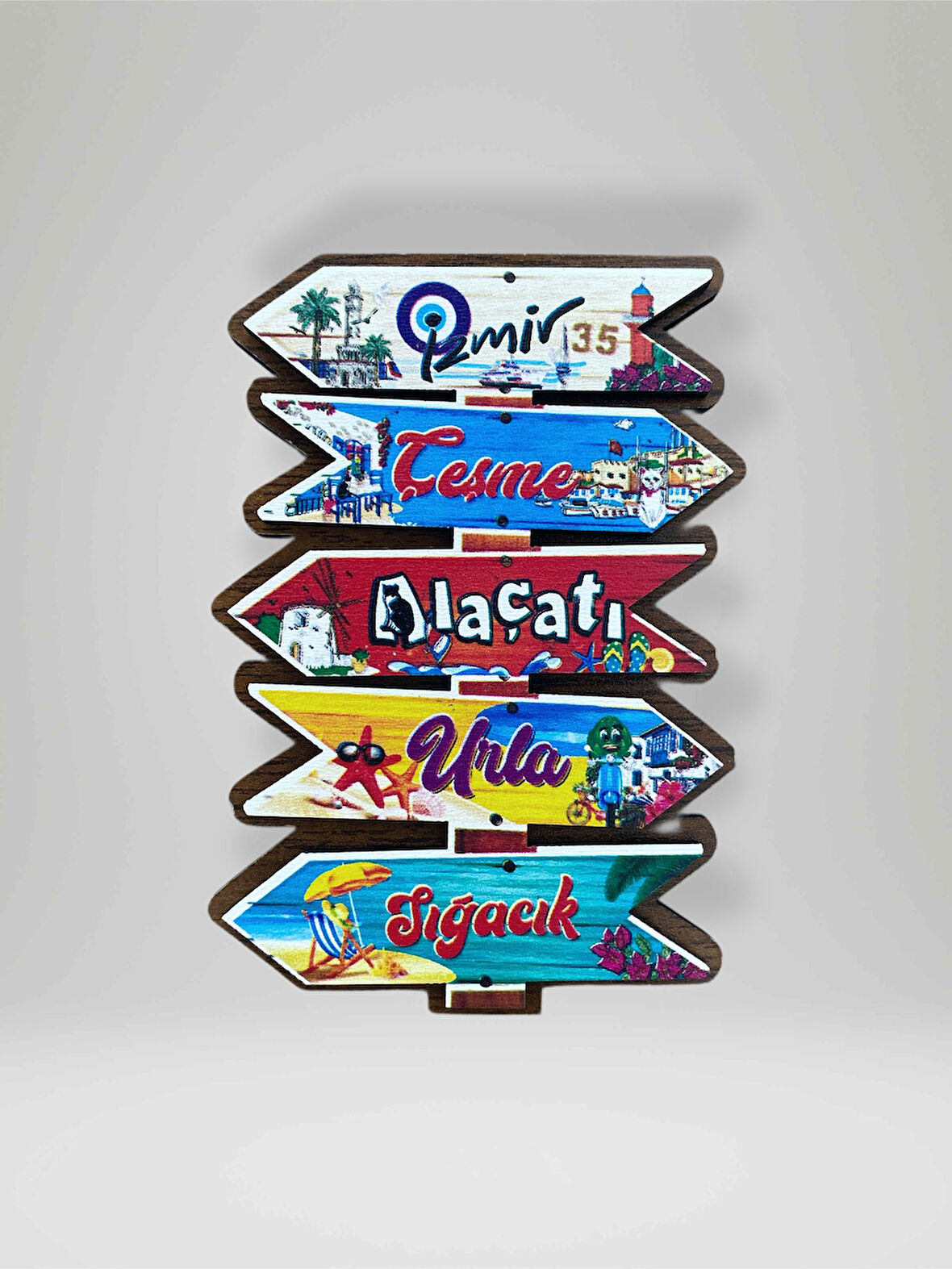 İZMİR / ÇEŞME / ALAÇATI / URLA / SIĞACIK Temalı Ahşap Magnet Buzdolabı Süsü