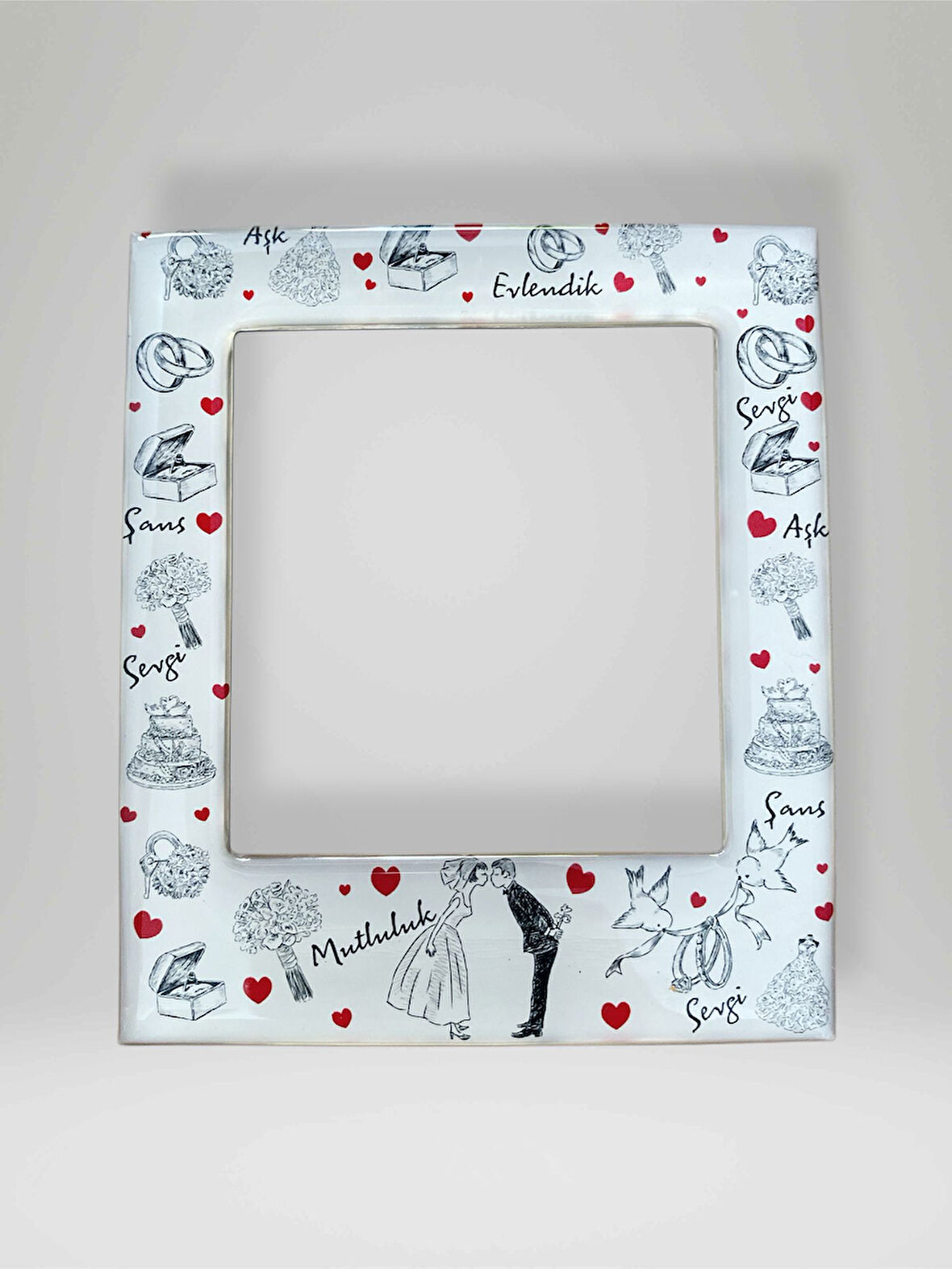 Sevimli Sözlü Çerçeve Magnet  Fotoğraf Alanlı Buzdolabı Süsü  9,5 cm x 11 cm