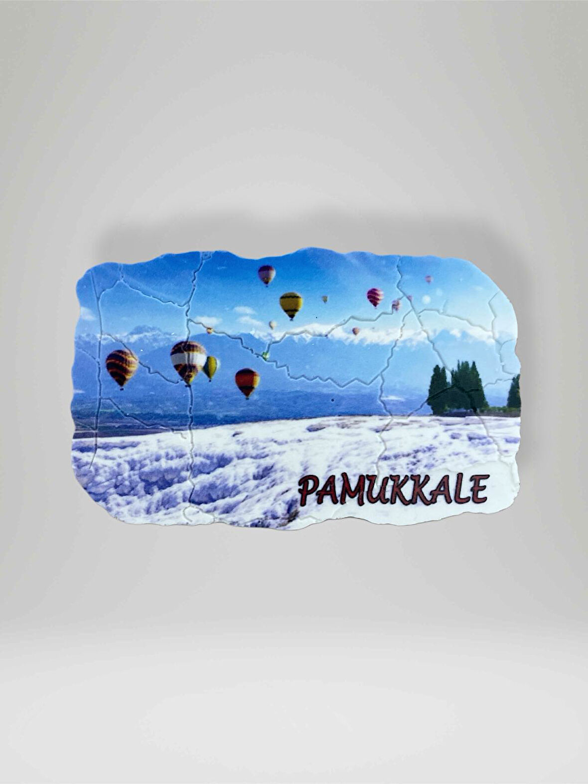 PAMUKKALE Temalı Çatlatma Polyester Magnet Buzdolabı Süsü 9cm x 5,5cm (kod:885)
