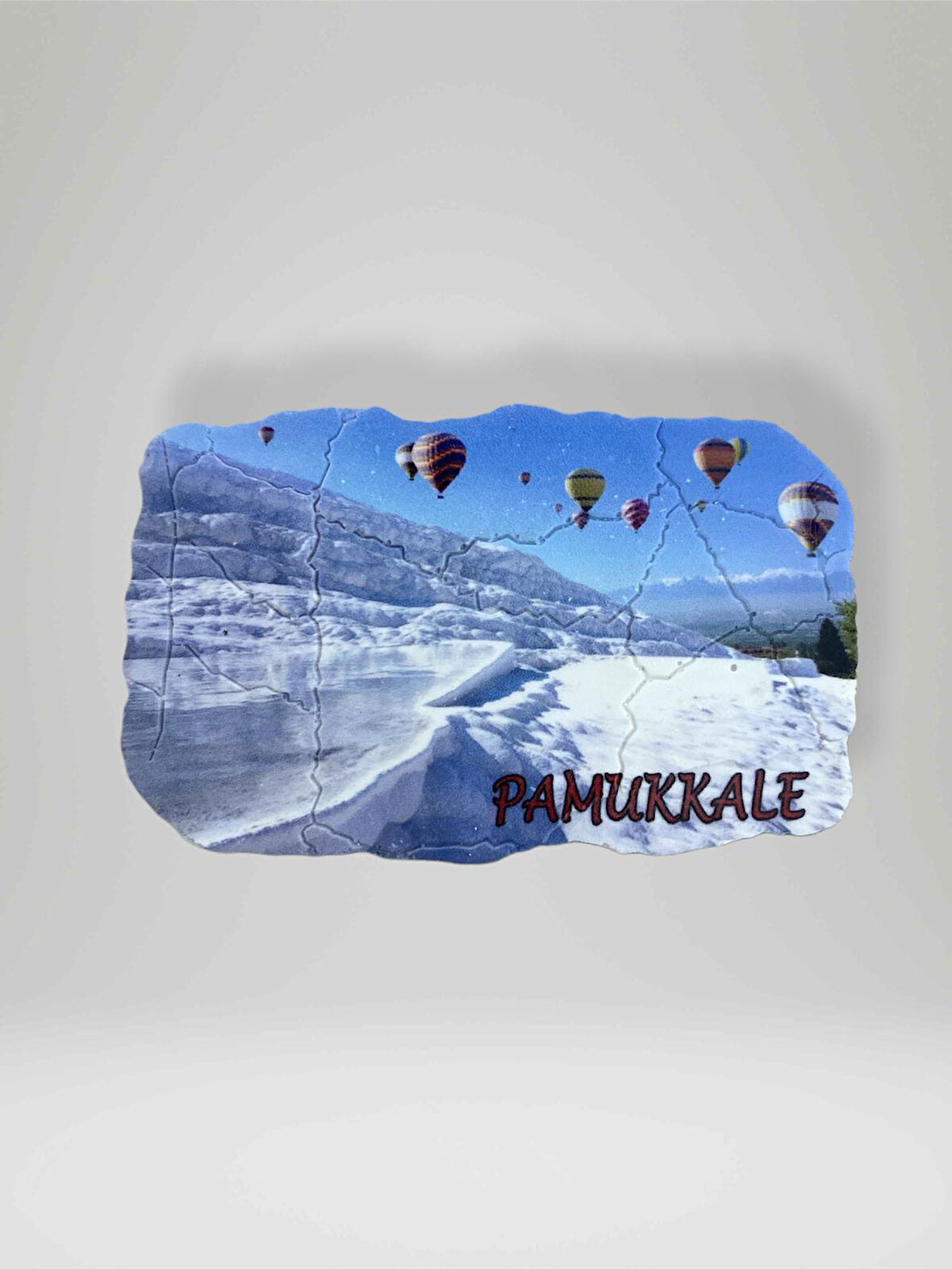 PAMUKKALE Temalı Çatlatma Polyester Magnet Buzdolabı Süsü 9cm x 5,5cm (kod:886)