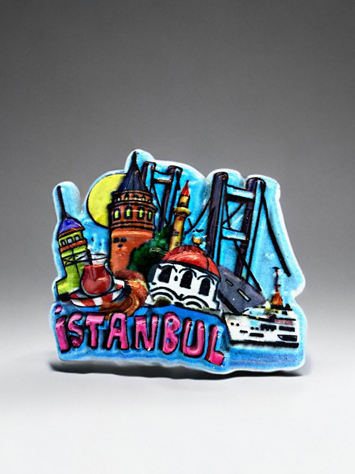 İSTANBUL Temalı Kabartma Polyester Magnet Buzdolabı Süsü 7,5cm X 6,5cm