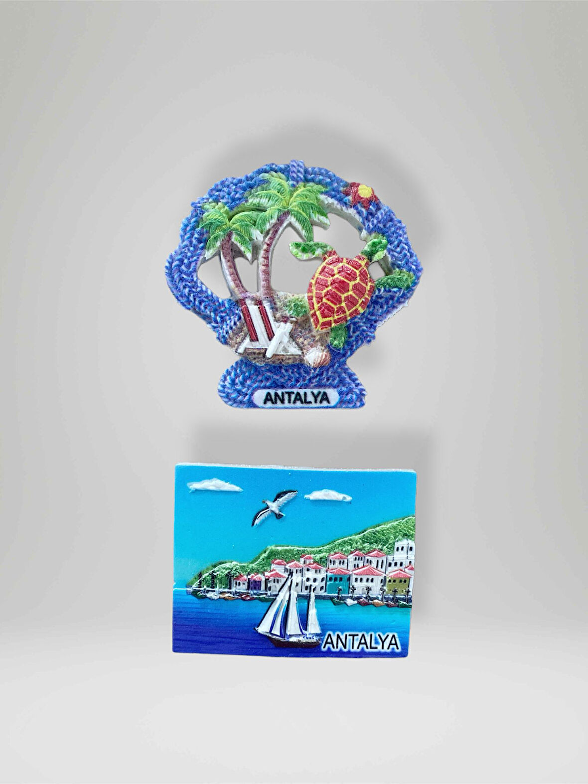 ANTALYA Temalı (2 ADET) Kabartmalı Polyester Magnet Buzdolabı Süsü (kod:921) 