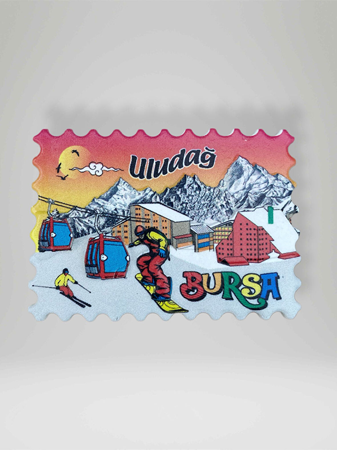 BURSA ULUDAĞ Temalı Kabartma Polyester Magnet Buzdolabı Süsü (kod:964)  7,5cm x 5,5cm