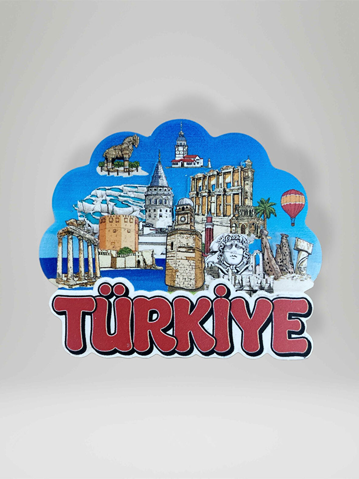 TÜRKİYE Temalı Kabartmalı Polyester Magnet Buzdolabı Süsü 7,5cm x 6,5cm (kod:974)
