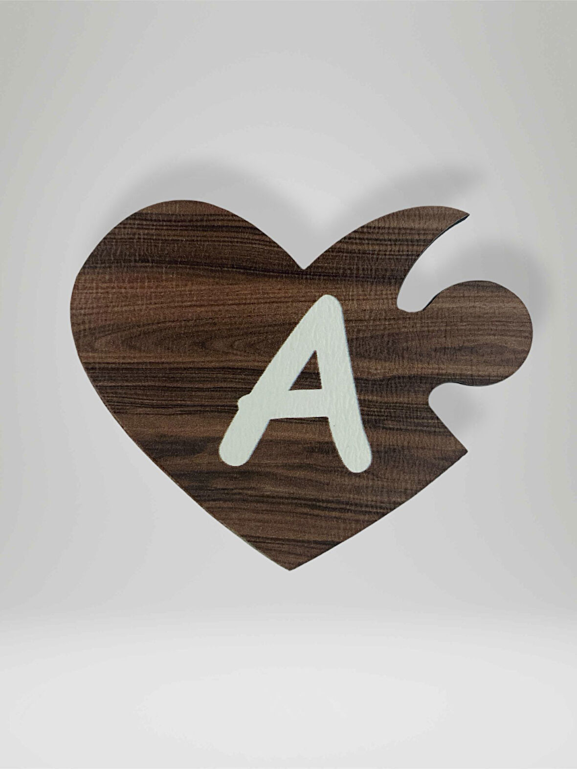 A Harfi (Sol Parça) – Ahşap Puzzle Kalp Harf Magnet – Buzdolabı Süsü – İkili Uyumlu (kod:990)