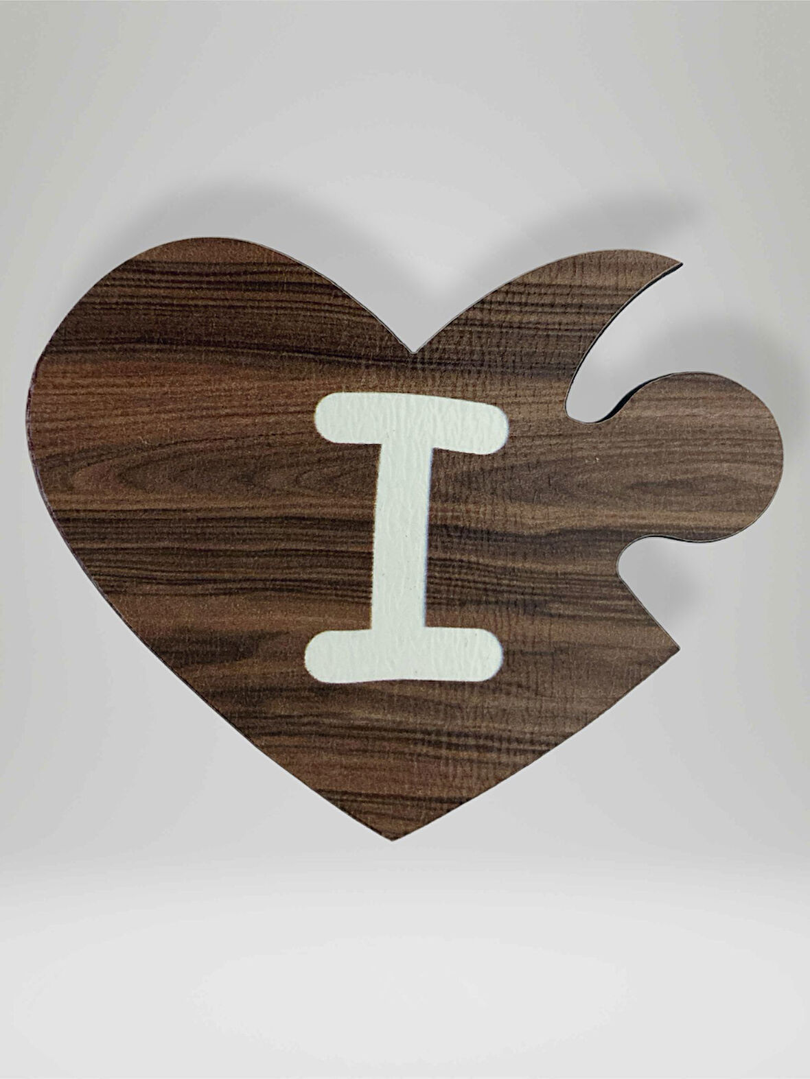 I Harfi (Sol Parça) – Ahşap Puzzle Kalp Harf Magnet – Buzdolabı Süsü – İkili Uyumlu (kod:1009)