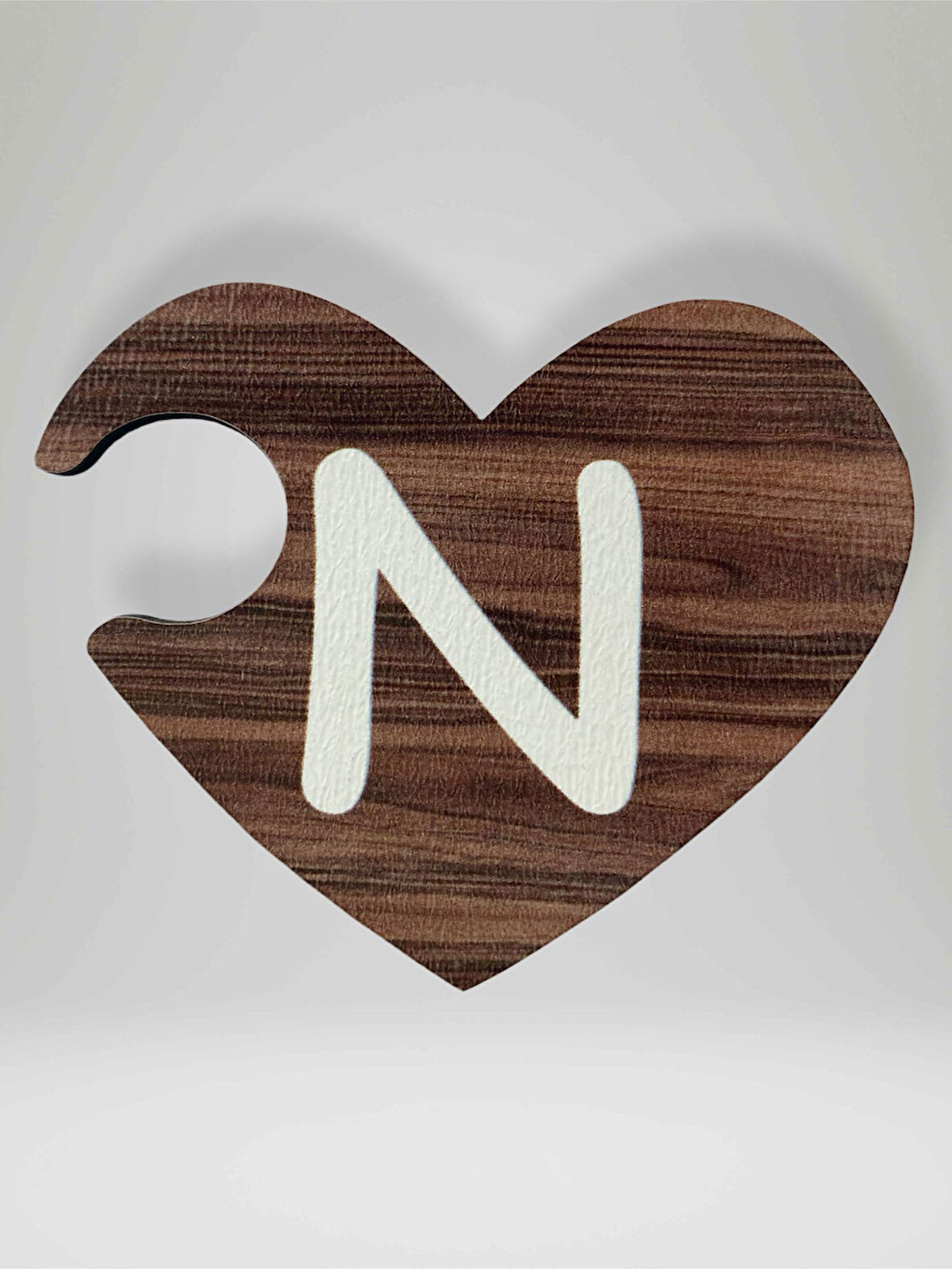 N Harfi (Sağ Parça) – Ahşap Puzzle Kalp Harf Magnet – Buzdolabı Süsü – İkili Uyumlu (kod:1022)