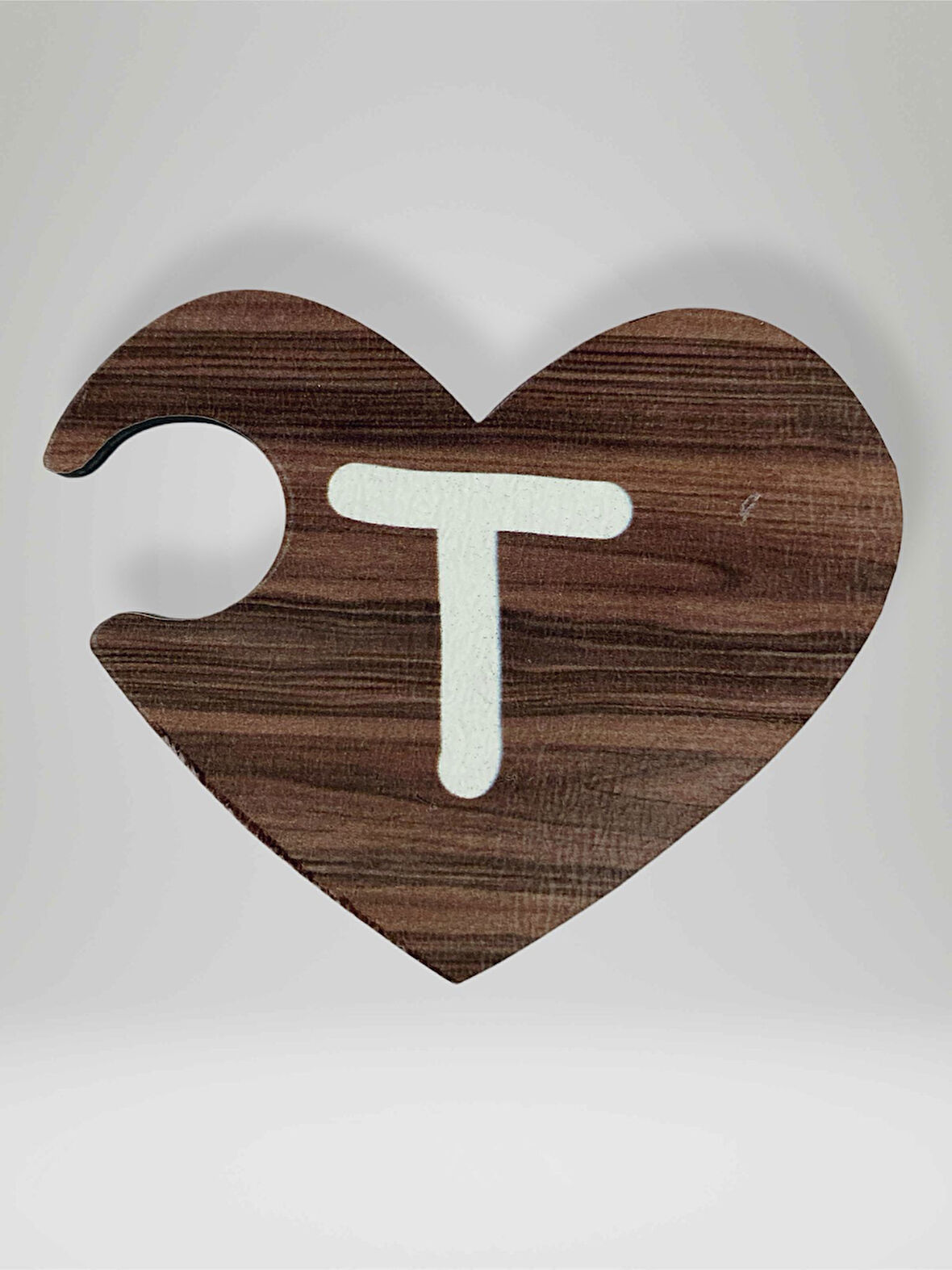 T Harfi (Sağ Parça) – Ahşap Puzzle Kalp Harf Magnet – Buzdolabı Süsü – İkili Uyumlu (kod:1038)