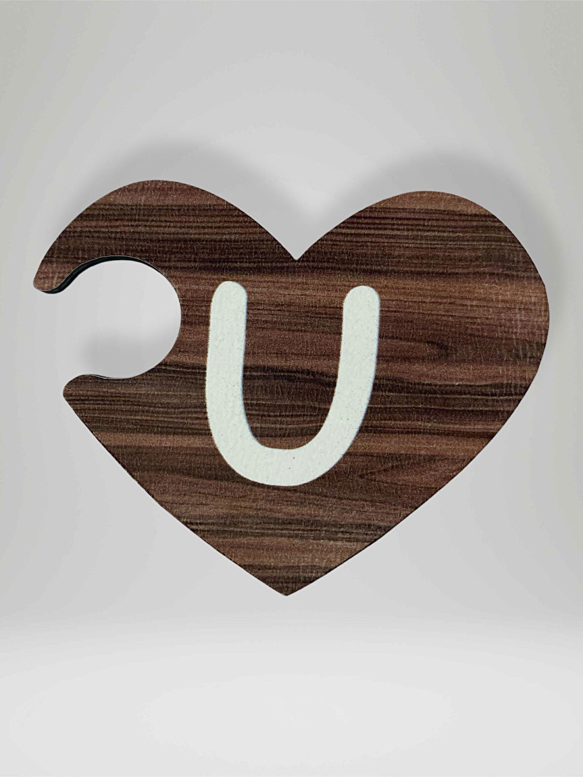 U Harfi (Sağ Parça) – Ahşap Puzzle Kalp Harf Magnet – Buzdolabı Süsü – İkili Uyumlu (kod:1040)
