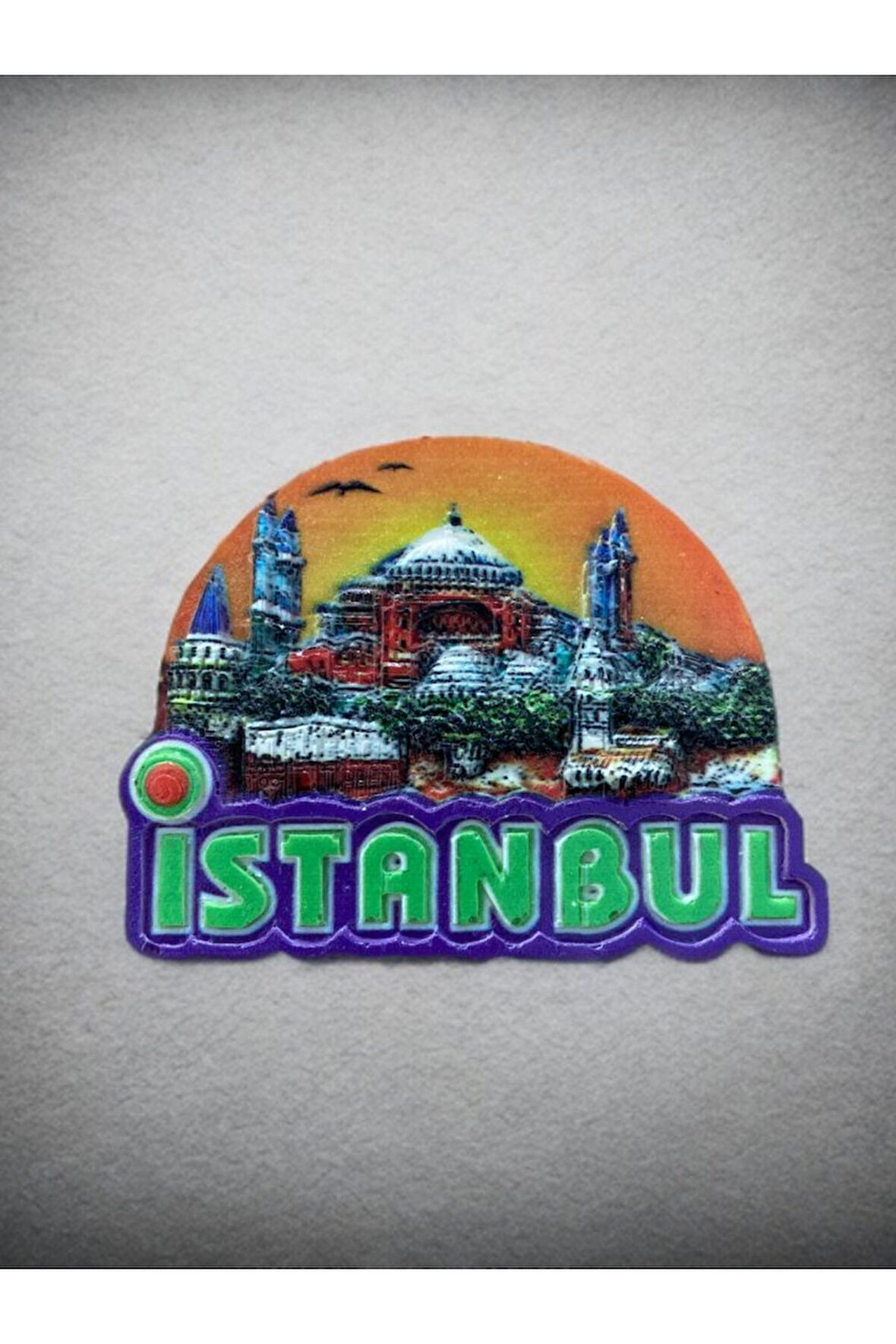 İstanbul Temalı Polyester Magnet. 8cm X 5cm. Sarı