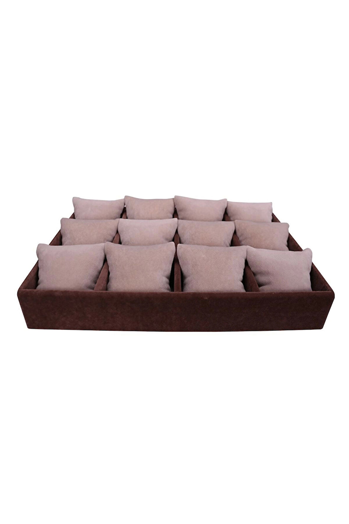 Yerli Üretim Süet Kumaş Kahve Renk 34/24 Cm Yastıklı Çekmece Içi Yastıklı Saat Ve Takı Kutusu