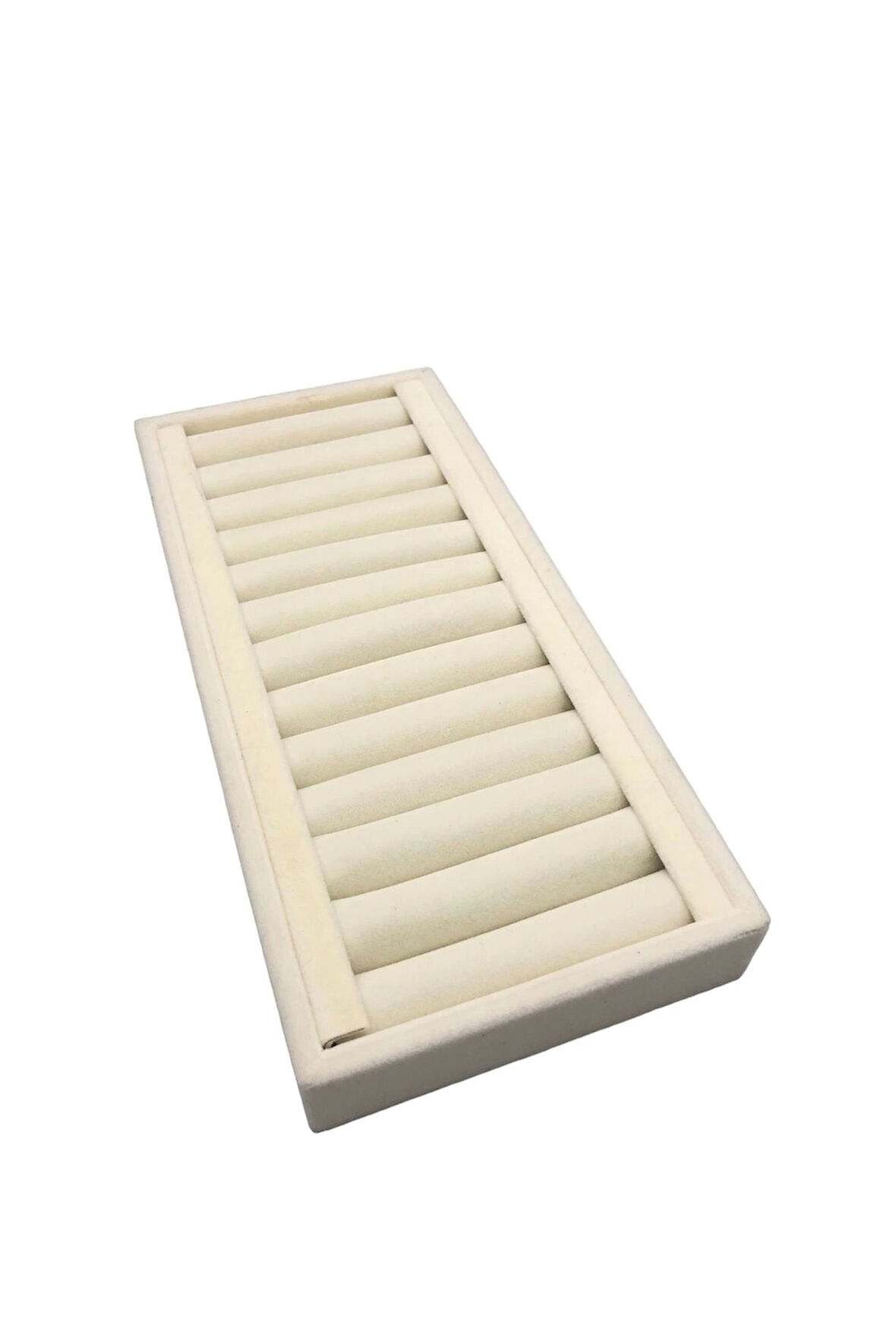 Yerli Üretim Süet Kumaş Krem Renk 25 cm / 11,5 cm Kelepçe-Bileklik Sergileme Standı