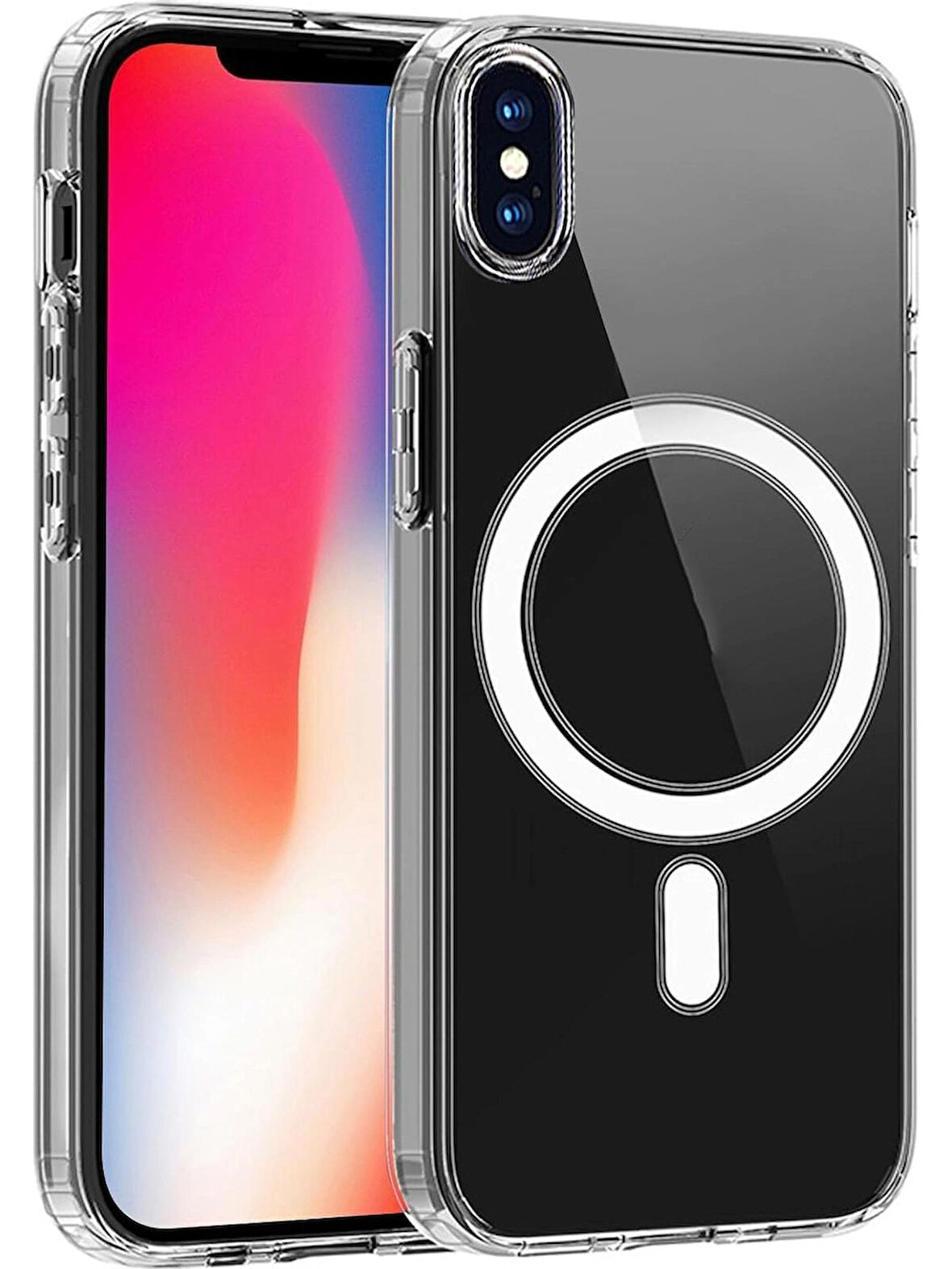 iPhone X ve XS Uyumlu Magsafe Kablosuz Şarj Özellikli Şeffaf Silikon Kılıf