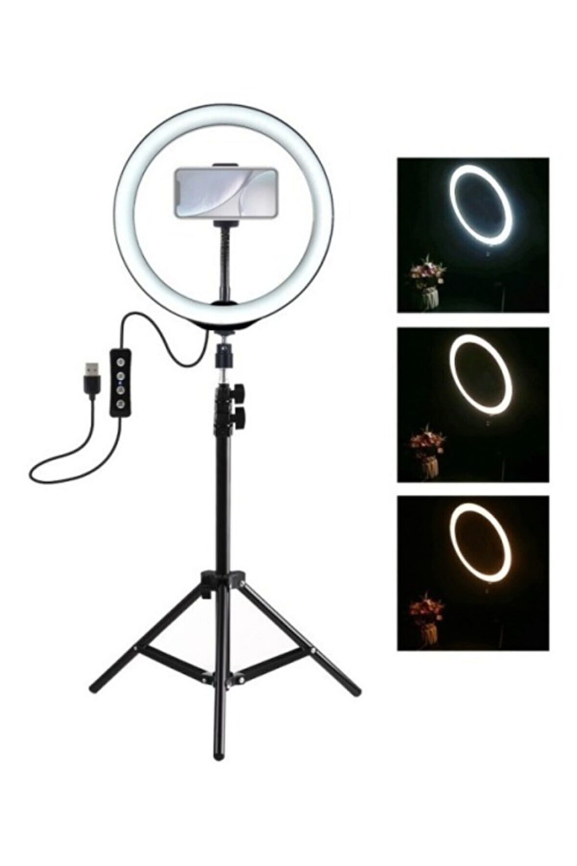 Profesyonel Ring Light Seti 10 İnç LED Halka Işık ve 2.1 Metre Ayaklı Tripod