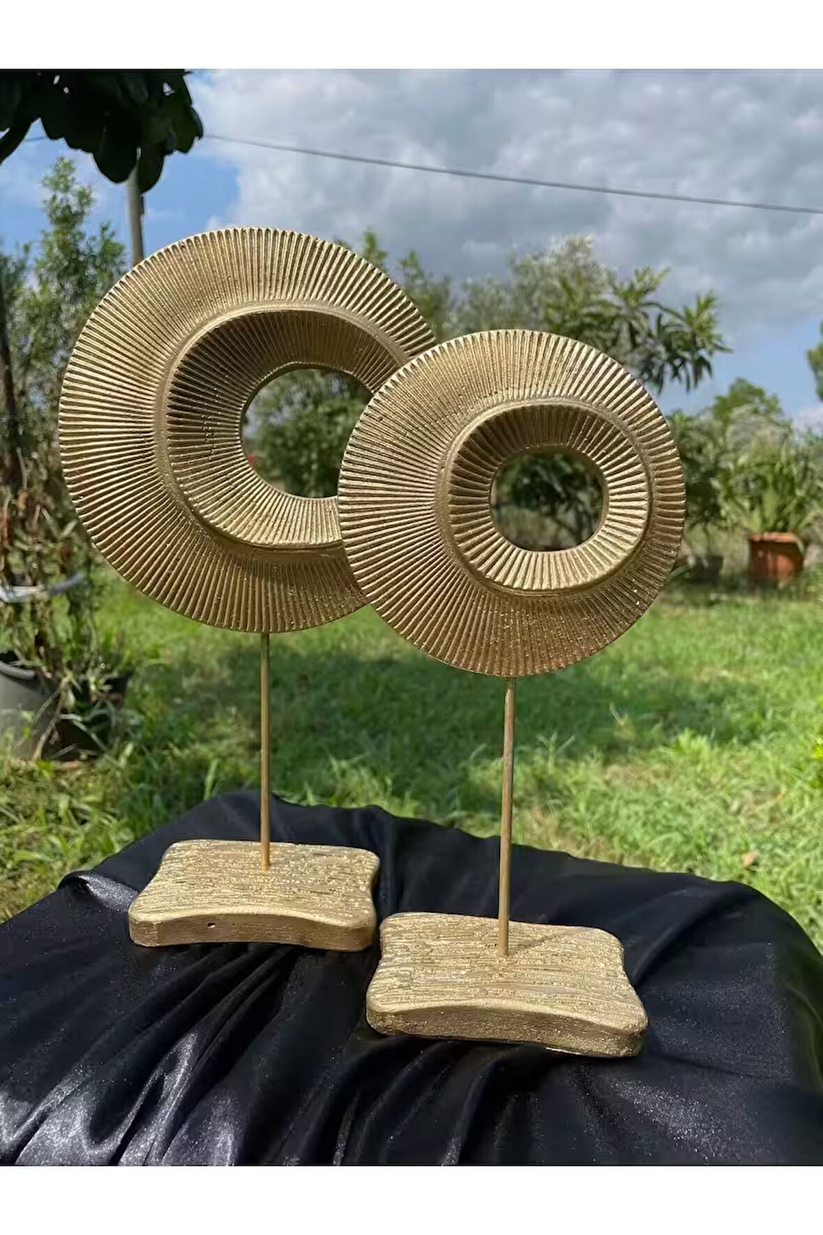 2'li Şık Dekoratif Halka Gold Renk Dekor Obje