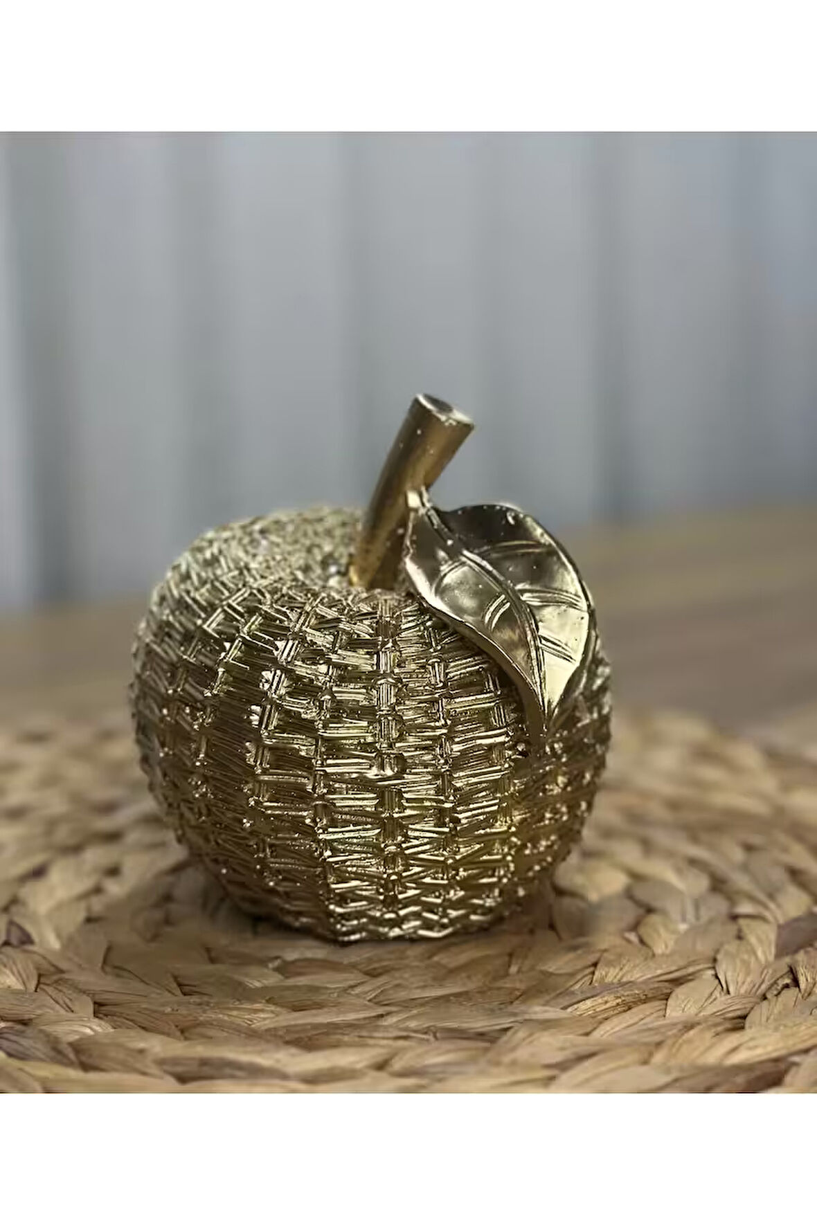 Şık Mermerit Dekoratif Elma Gold Renk Obje