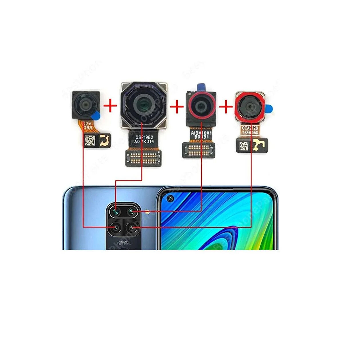Xiaomi Redmi Note 9 İle Uyumlu Arka Kamera  Full Set