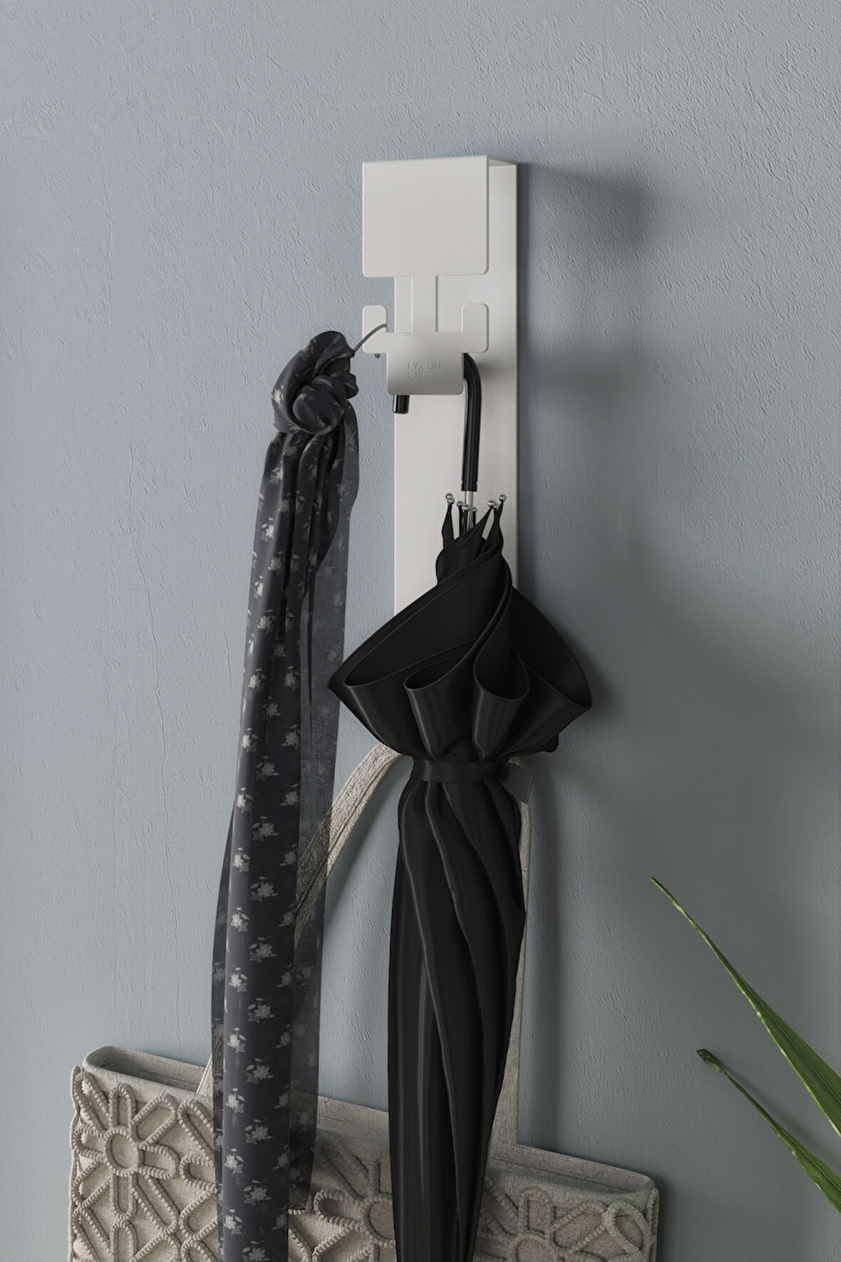 Mimoza Metal Duvara Monte Askılık Beyaz