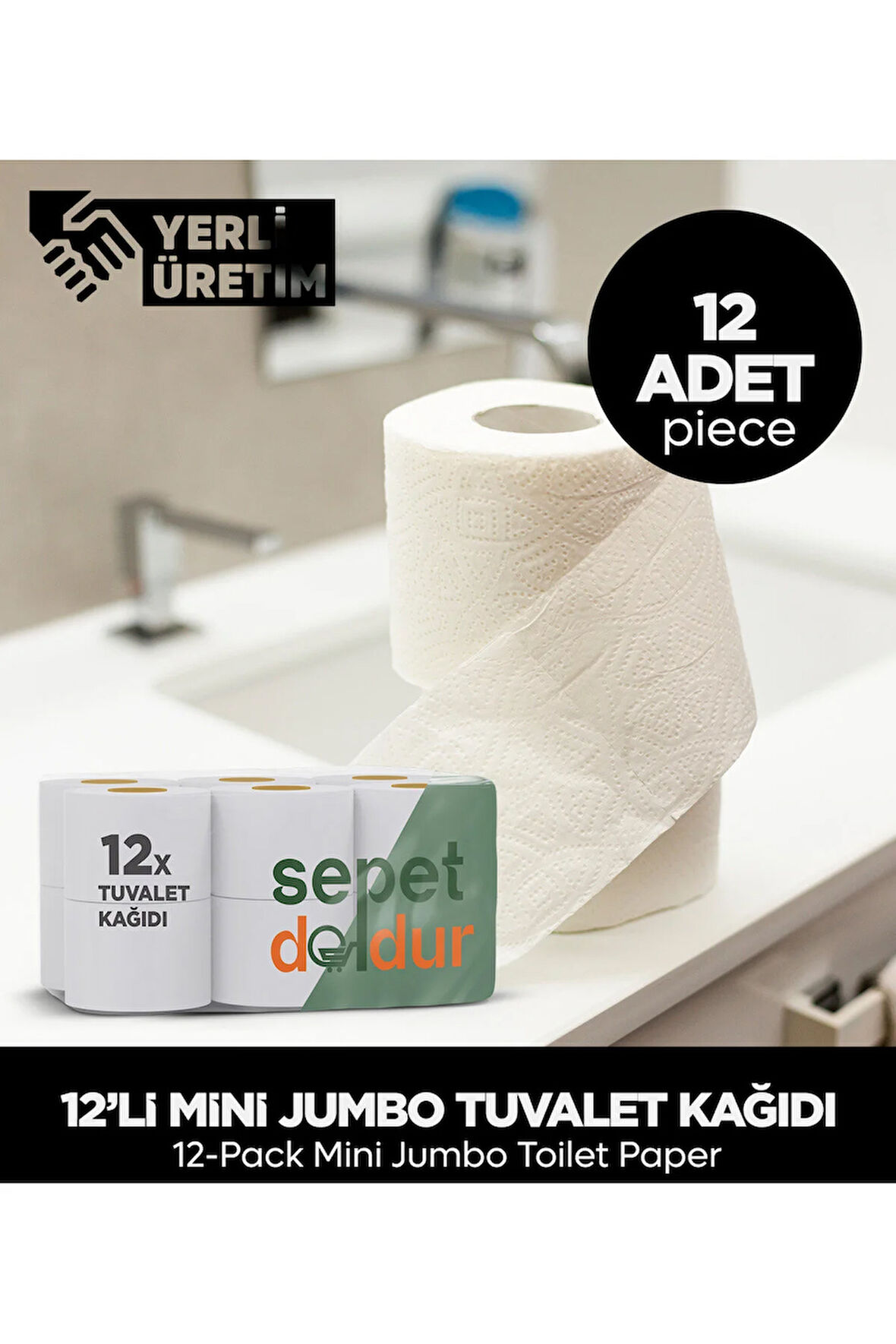 Mini Jumbo Tuvalet Kağıdı İçten Çekmeli - 12 Adet