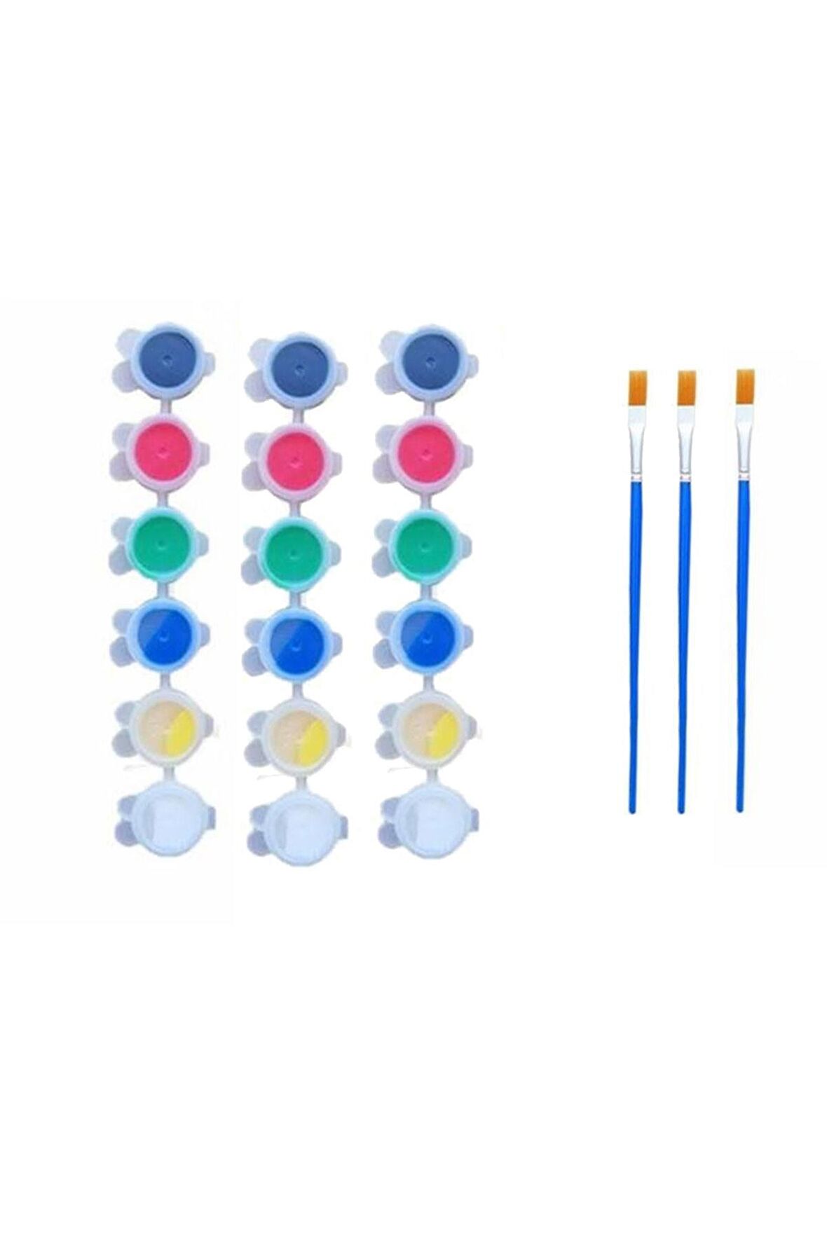 6'lı Akrilik Boya Seti + Fırça - 3 Adet