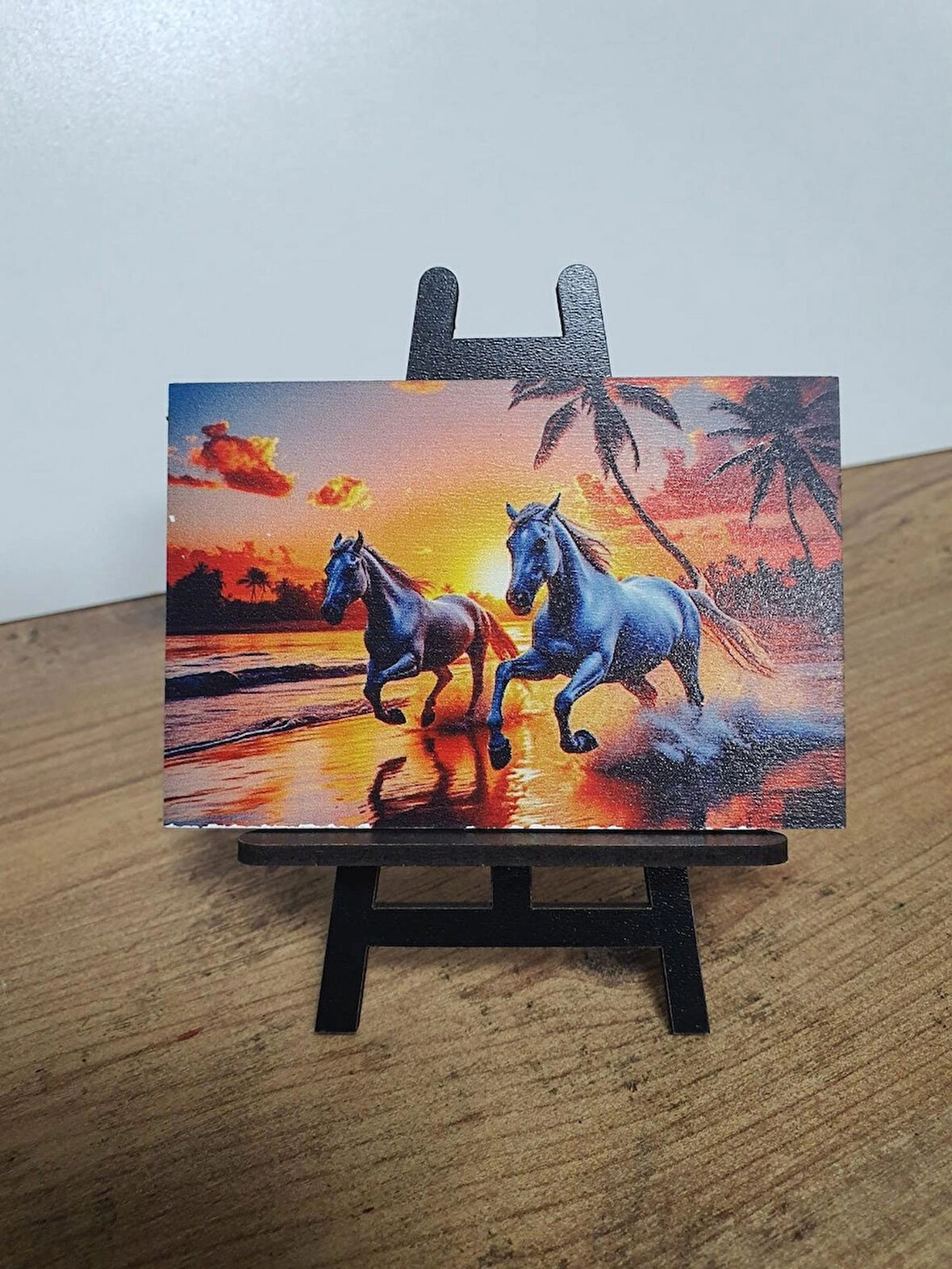 2 Adet Atlar ve Deniz Masaüstü Mini Tablo